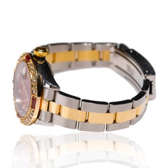 Rolex Two-Tone Ladies Datejust, Automatic Diamond Ruby Dial 18 Karat Gold