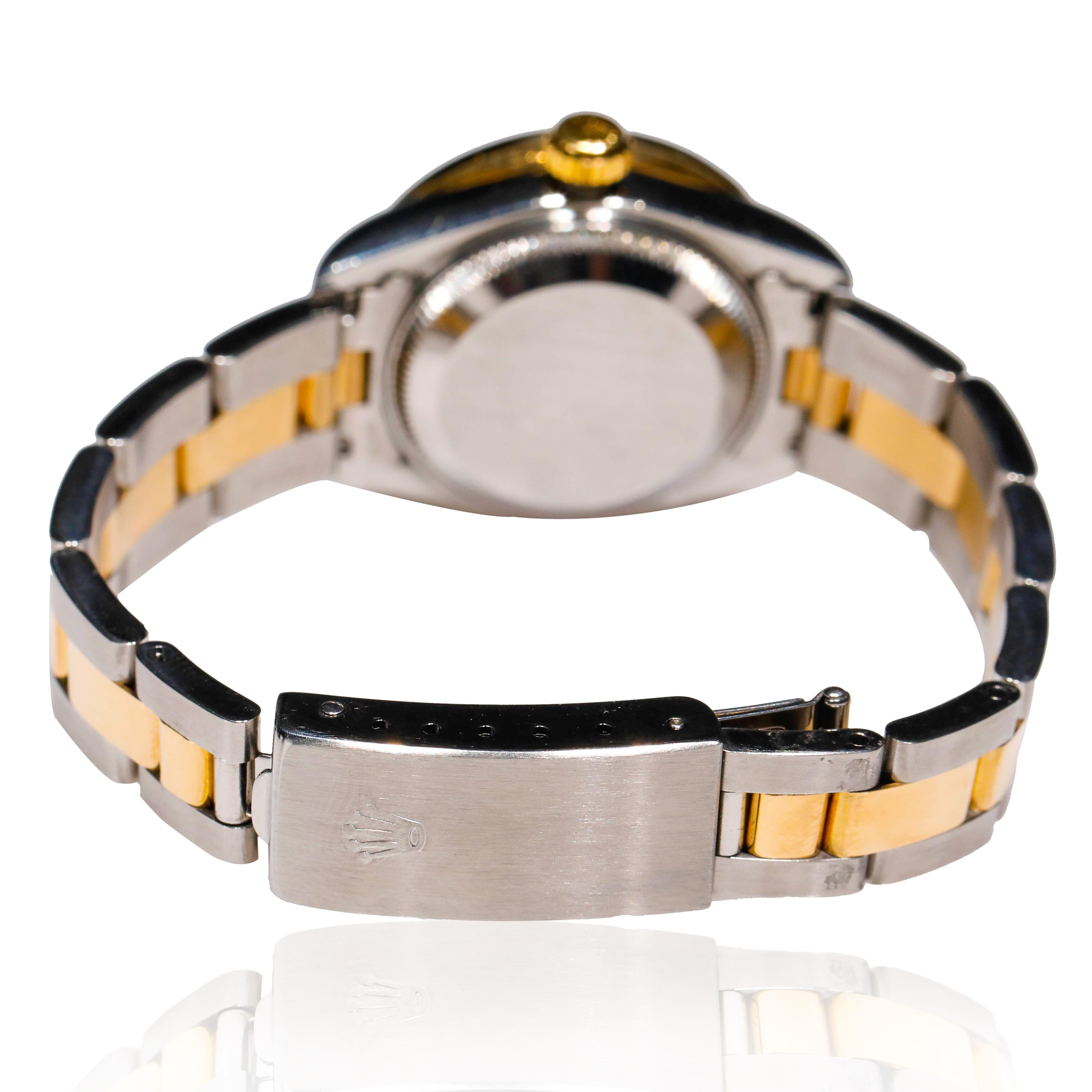 Rolex Two-Tone Ladies Datejust, Automatik Diamant Rubin Zifferblatt 18 Karat Gold (Baguetteschliff) im Angebot