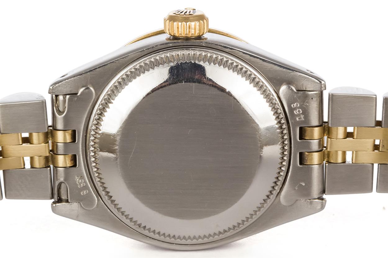 Round Cut Rolex Two-Tone Oyster Perpetual Date 6917 Stainless Steel and 18 Karat Gold