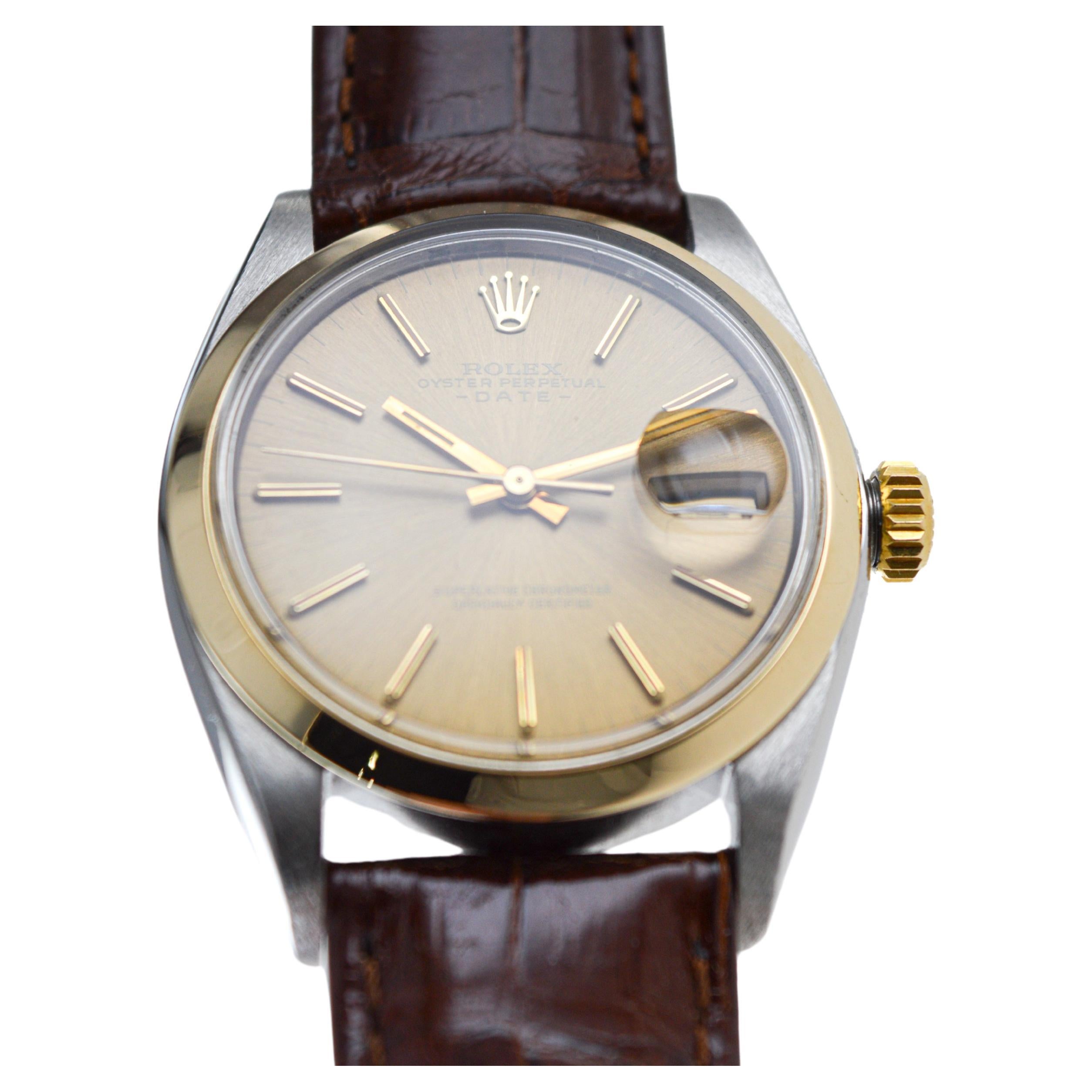Rolex Two Tone Oyster Perpetual Date circa, 1960's with Flawless Original Dial  For Sale 1