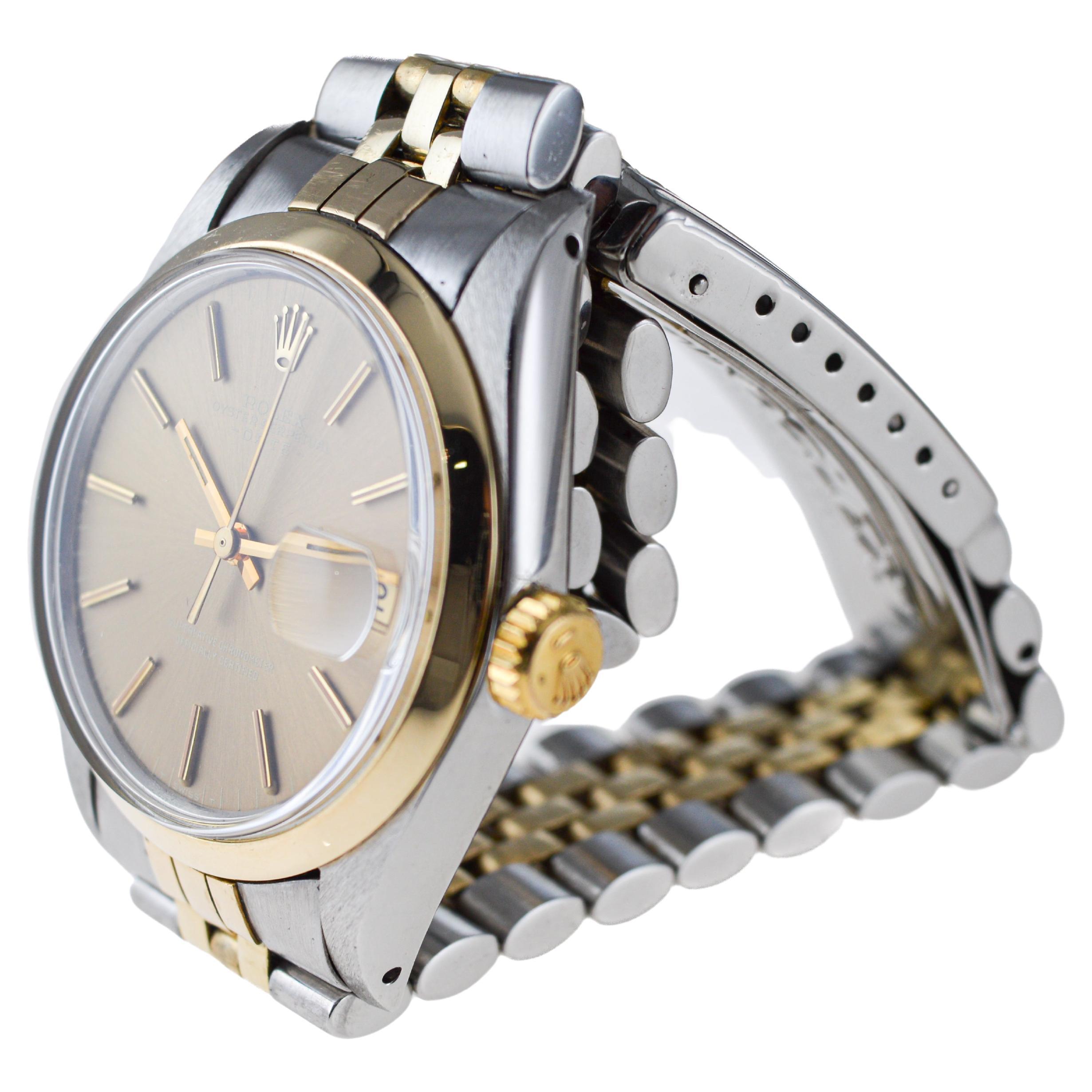 Rolex Two Tone Oyster Perpetual Date With Rare Original Bracelet  circa, 1969 For Sale 5
