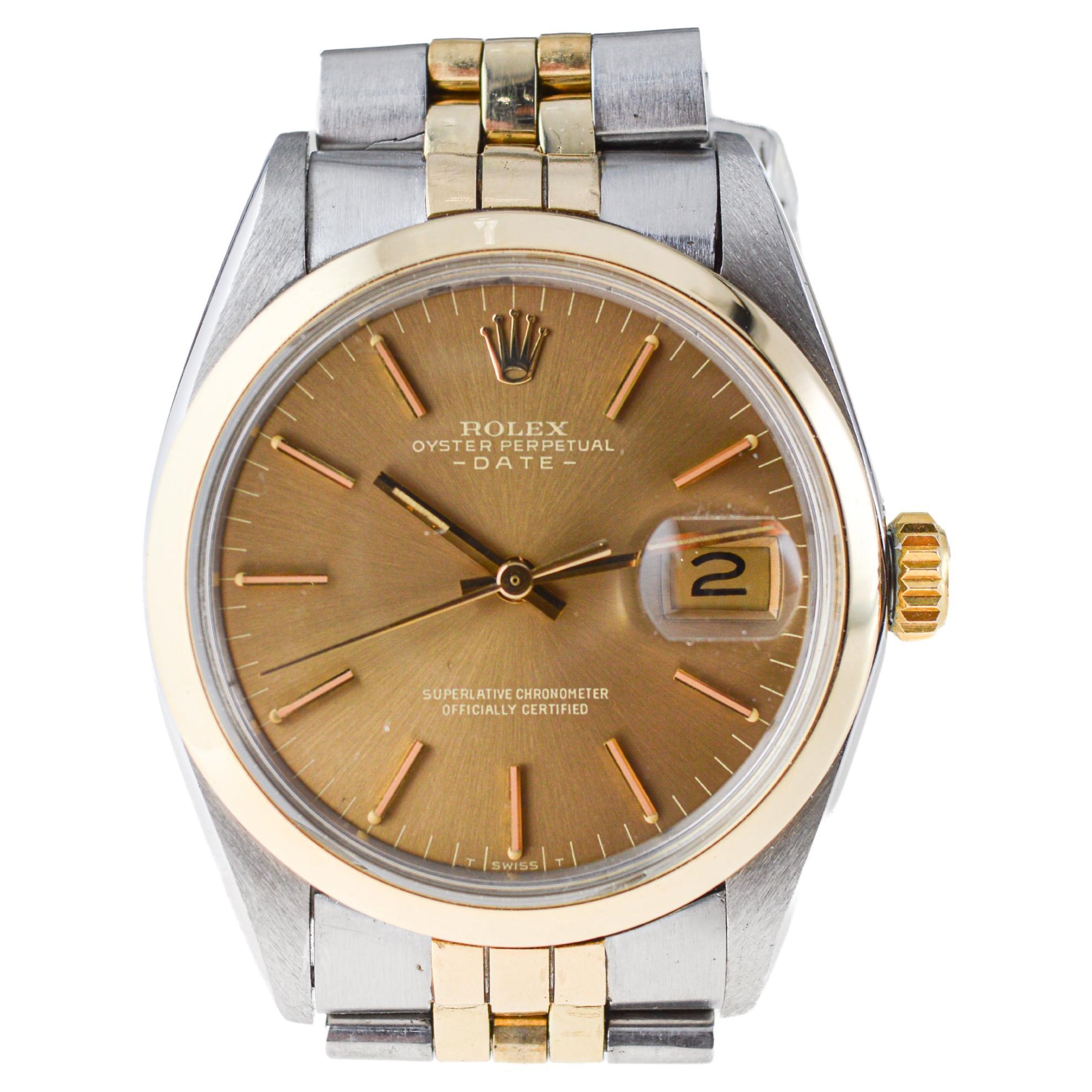 Rolex Two Tone Oyster Perpetual Date With Rare Original Bracelet  circa, 1969 For Sale 3