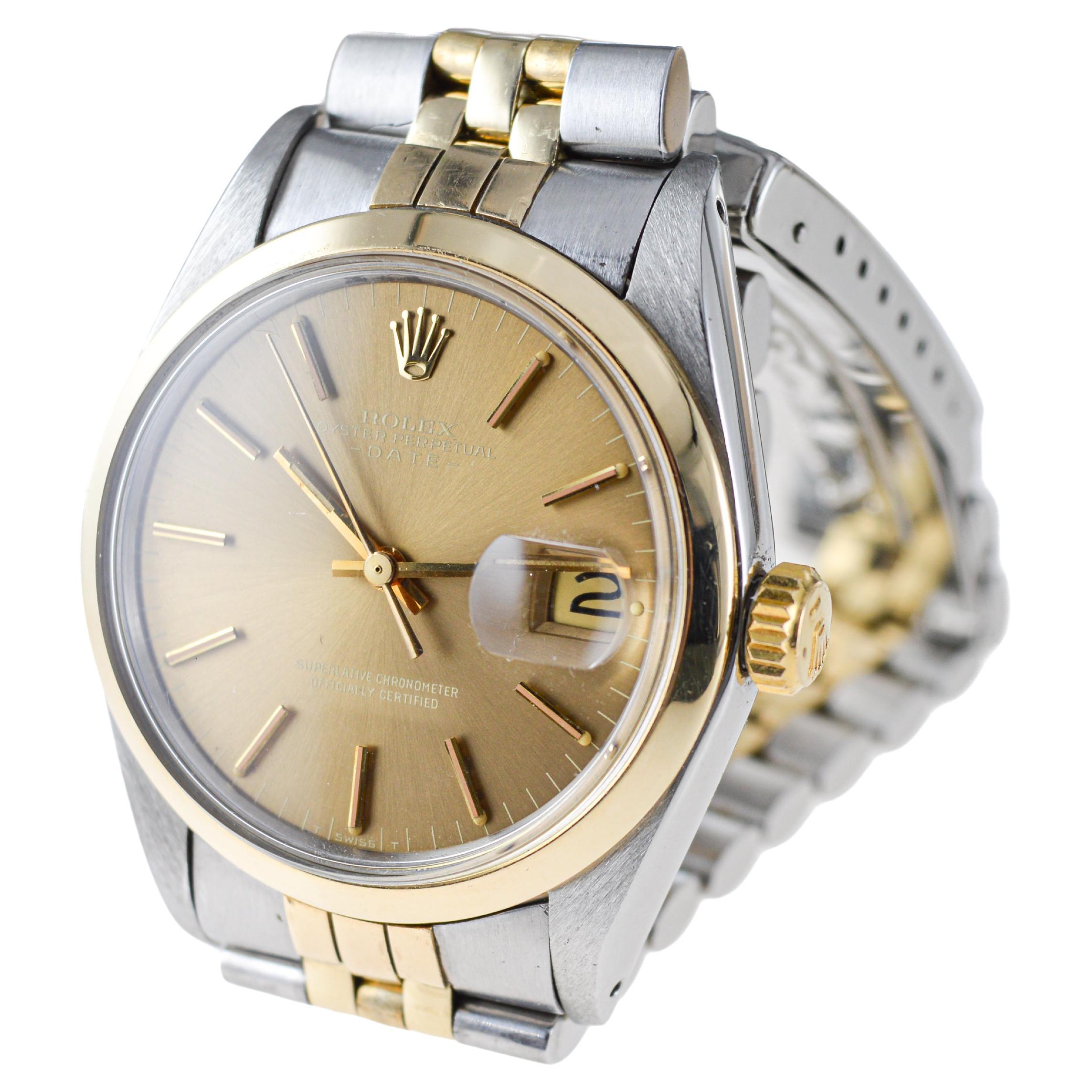 Rolex Two Tone Oyster Perpetual Date With Rare Original Bracelet  circa, 1969 For Sale 4