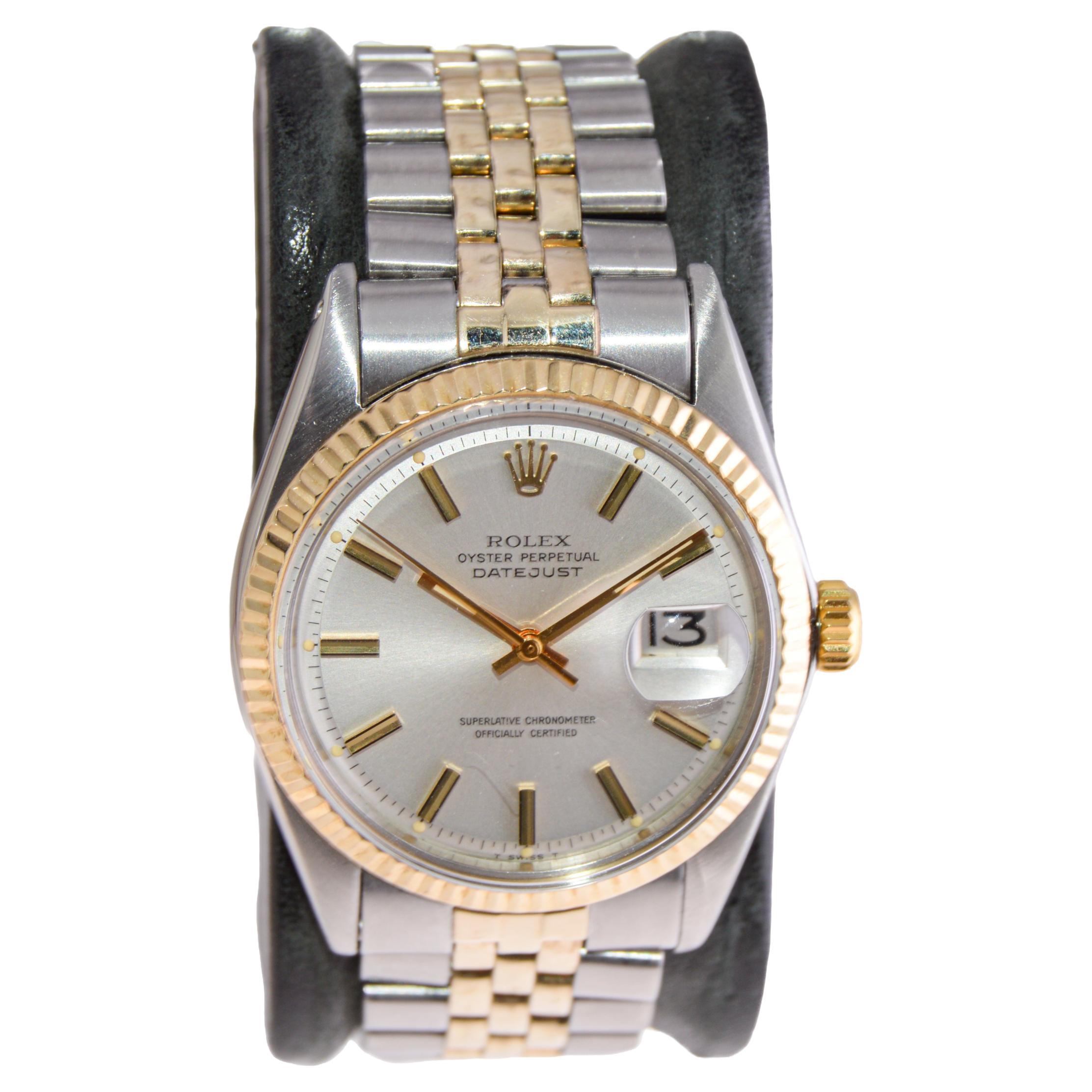 Rolex Two-Tone Oyster Perpetual Datejust Ref 1601 de 1972 con papeles originales Moderno