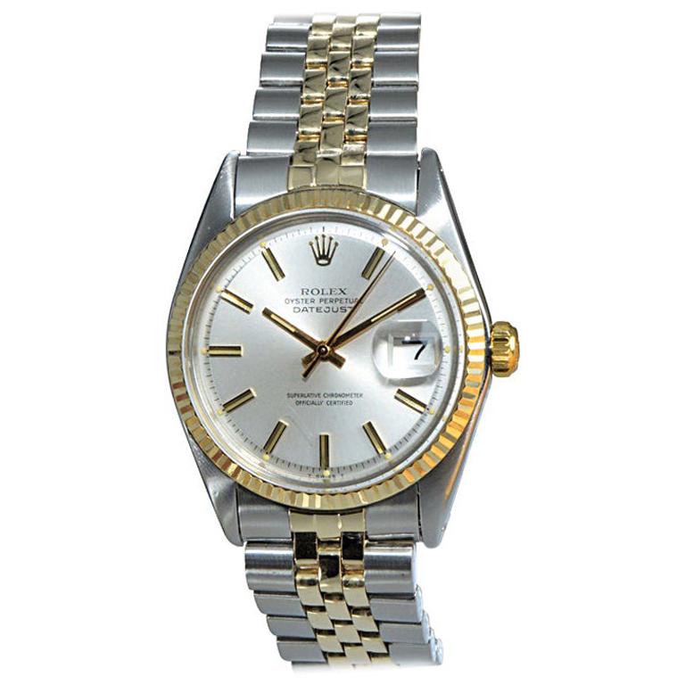 Rolex Two-Tone Oyster Perpetual Datejust Ref 1601 from 1972 with Original Papers