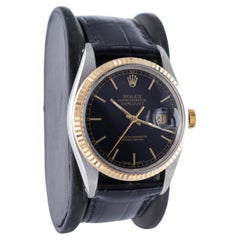 Rolex Two Tone Oyster Perpetual Datejust mit originalem, seltenem schwarzem Zifferblatt aus den 1980er Jahren