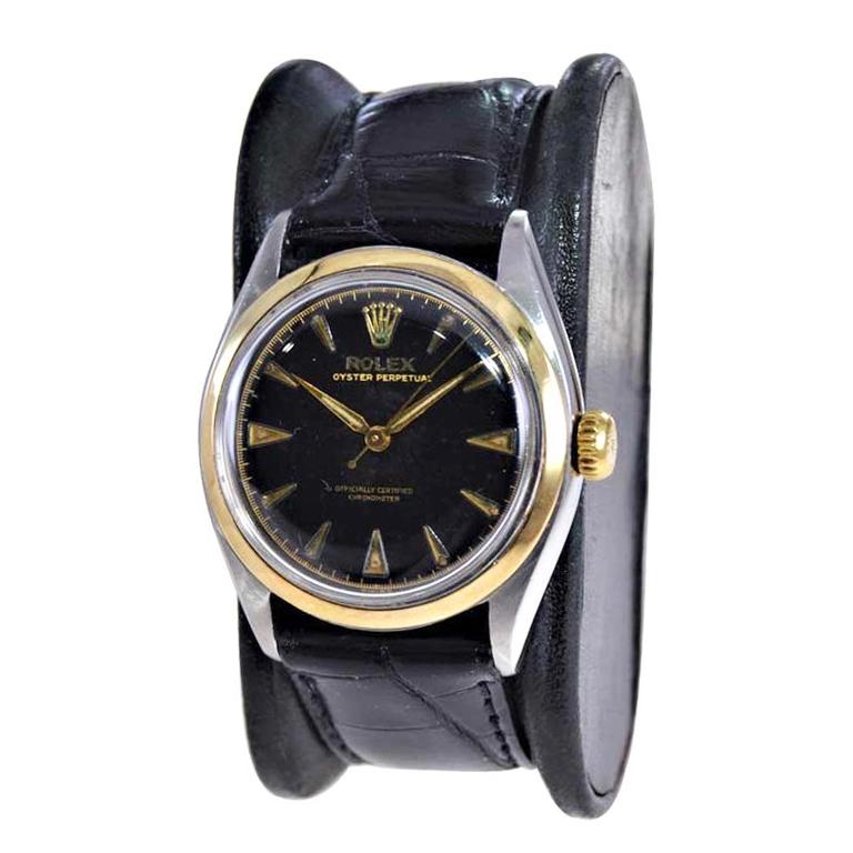 Modernist Rolex Two Tone Oyster Perpetual with Original Dial from 1951 For Sale