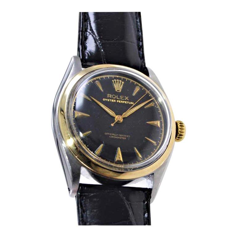 Rolex Two Tone Oyster Perpetual with Original Dial from 1951 In Excellent Condition For Sale In Long Beach, CA