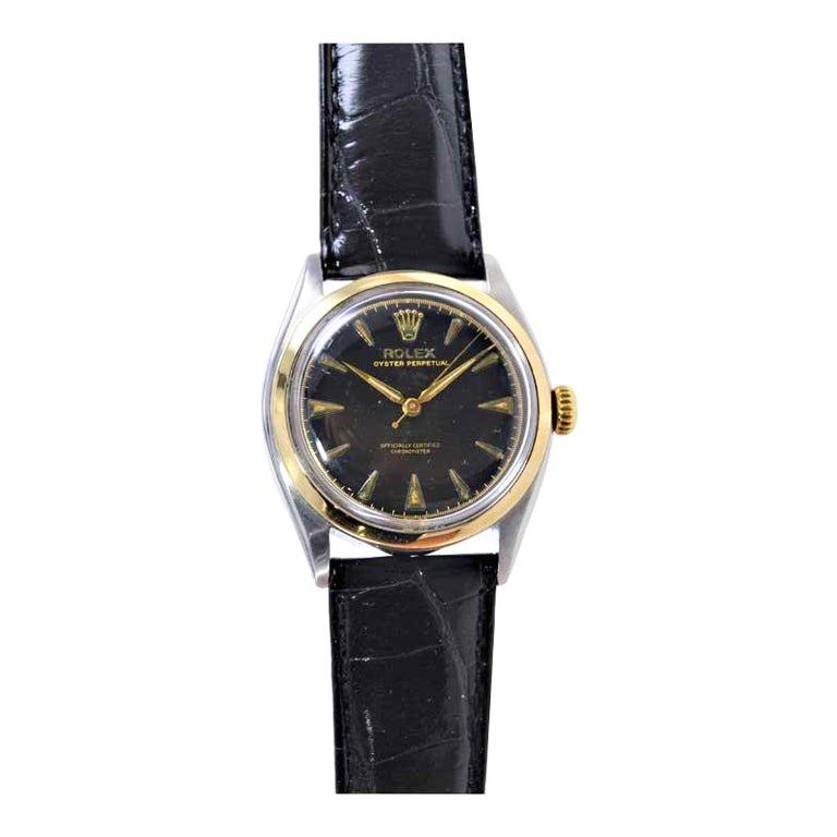 Women's or Men's Rolex Two Tone Oyster Perpetual with Original Dial from 1951 For Sale