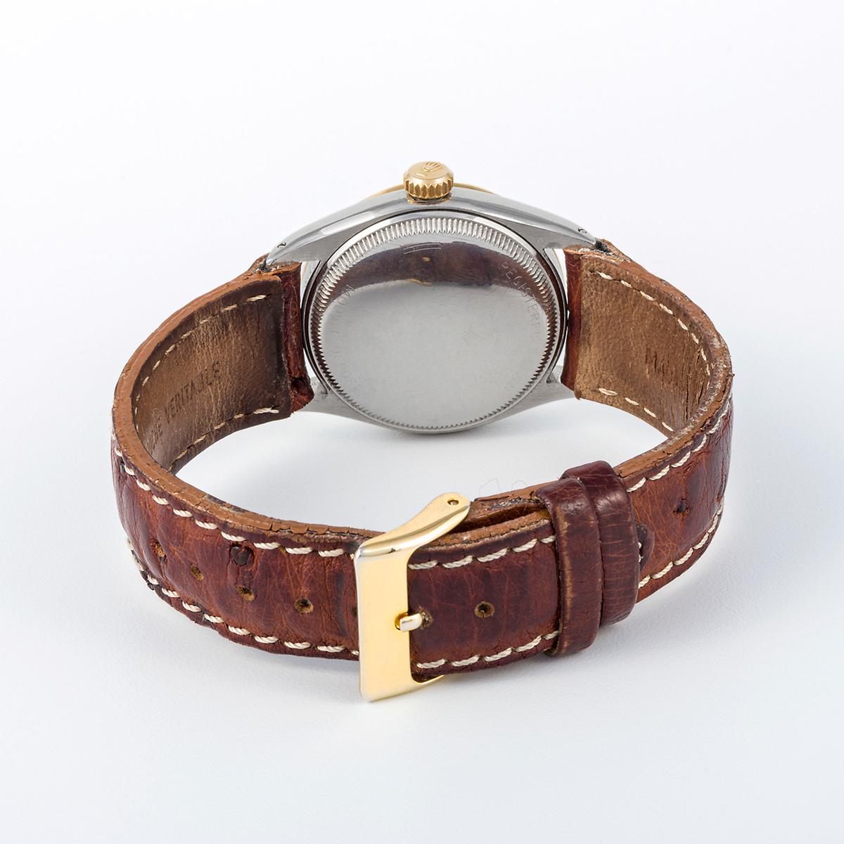 Rolex Zwei Ton Oyster Semi Bubbleback Super Patina Zifferblatt Referenz 6286 im Angebot 3