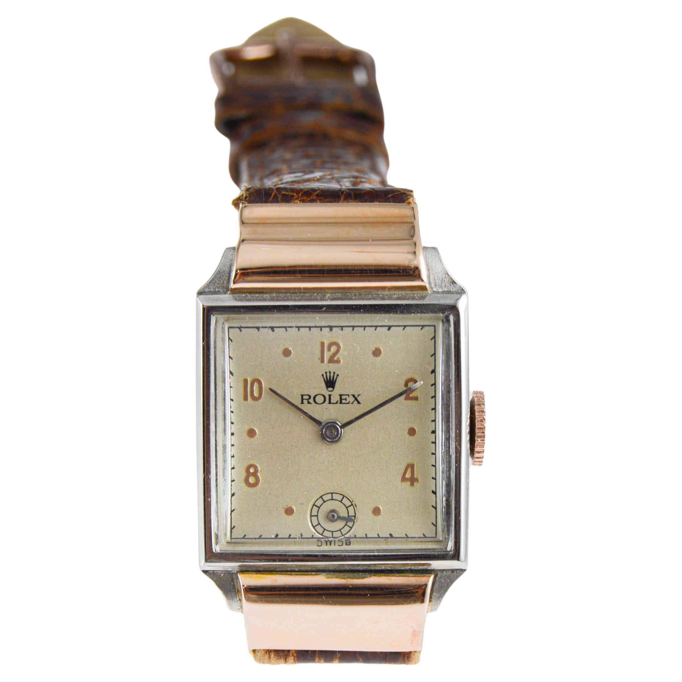 Reloj de vestir Rolex de dos tonos de oro rosa y acero inoxidable, circa años 30 en venta 5