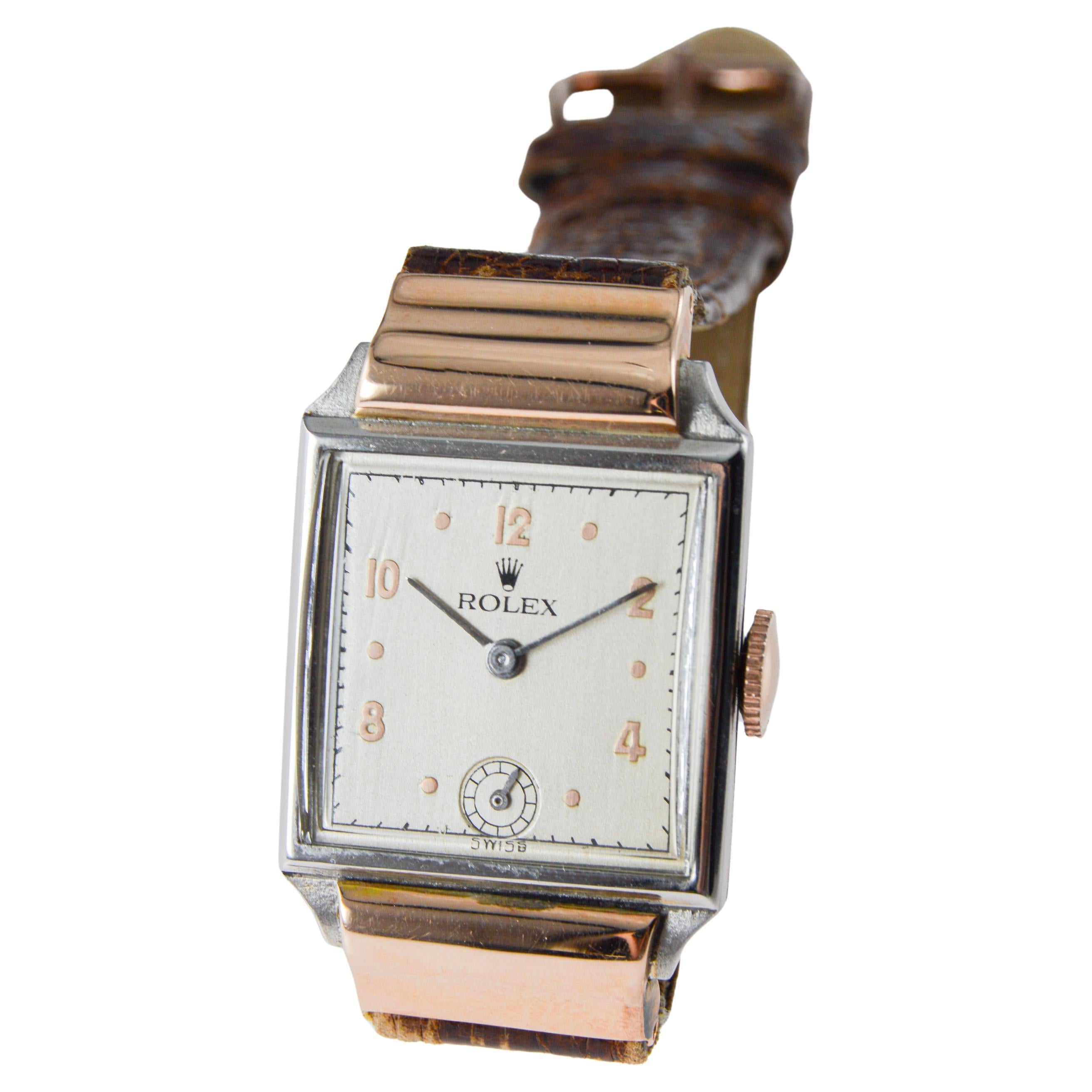 Reloj de vestir Rolex de dos tonos de oro rosa y acero inoxidable, circa años 30 en venta 7