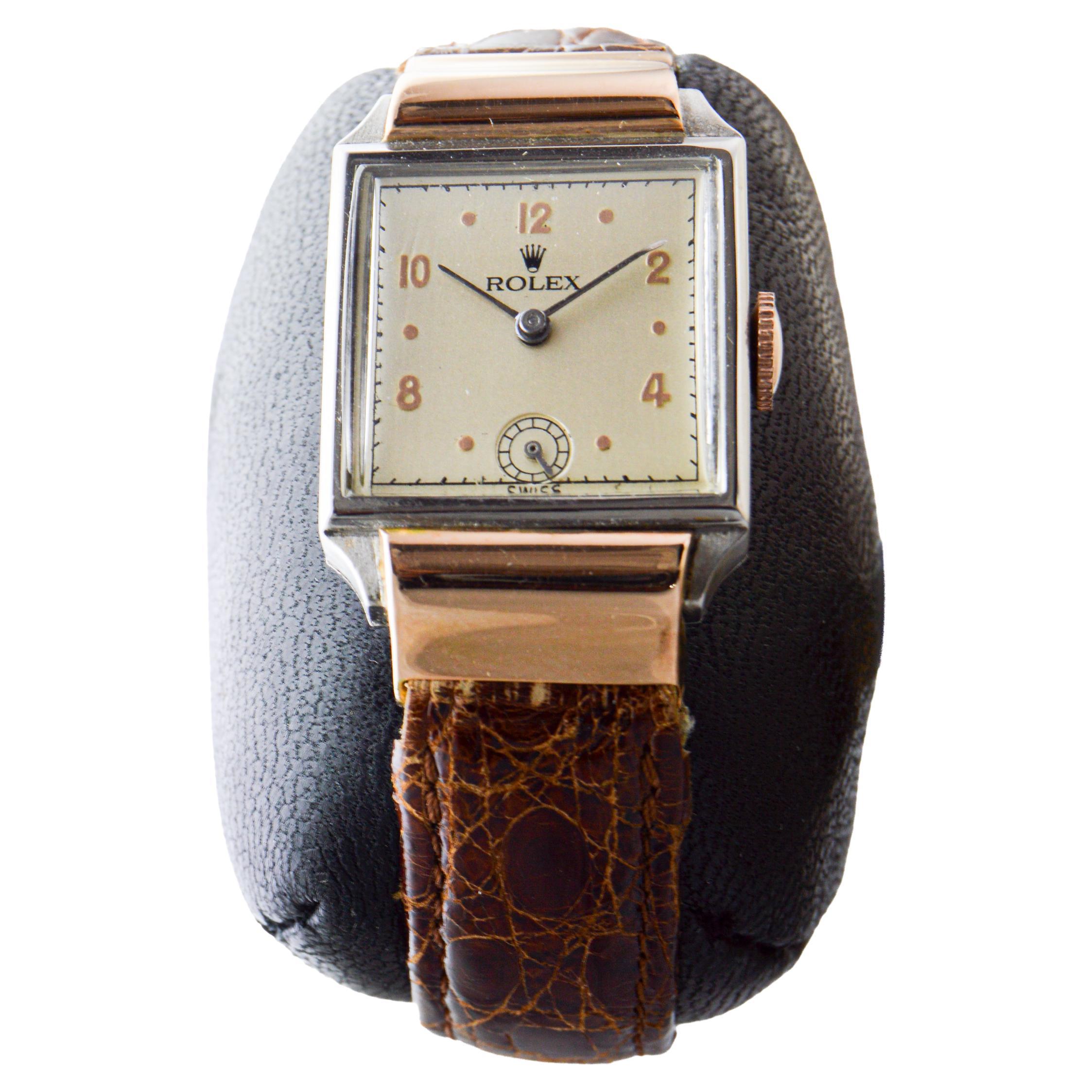 Femenino o masculino Reloj de vestir Rolex de dos tonos de oro rosa y acero inoxidable, circa años 30 en venta