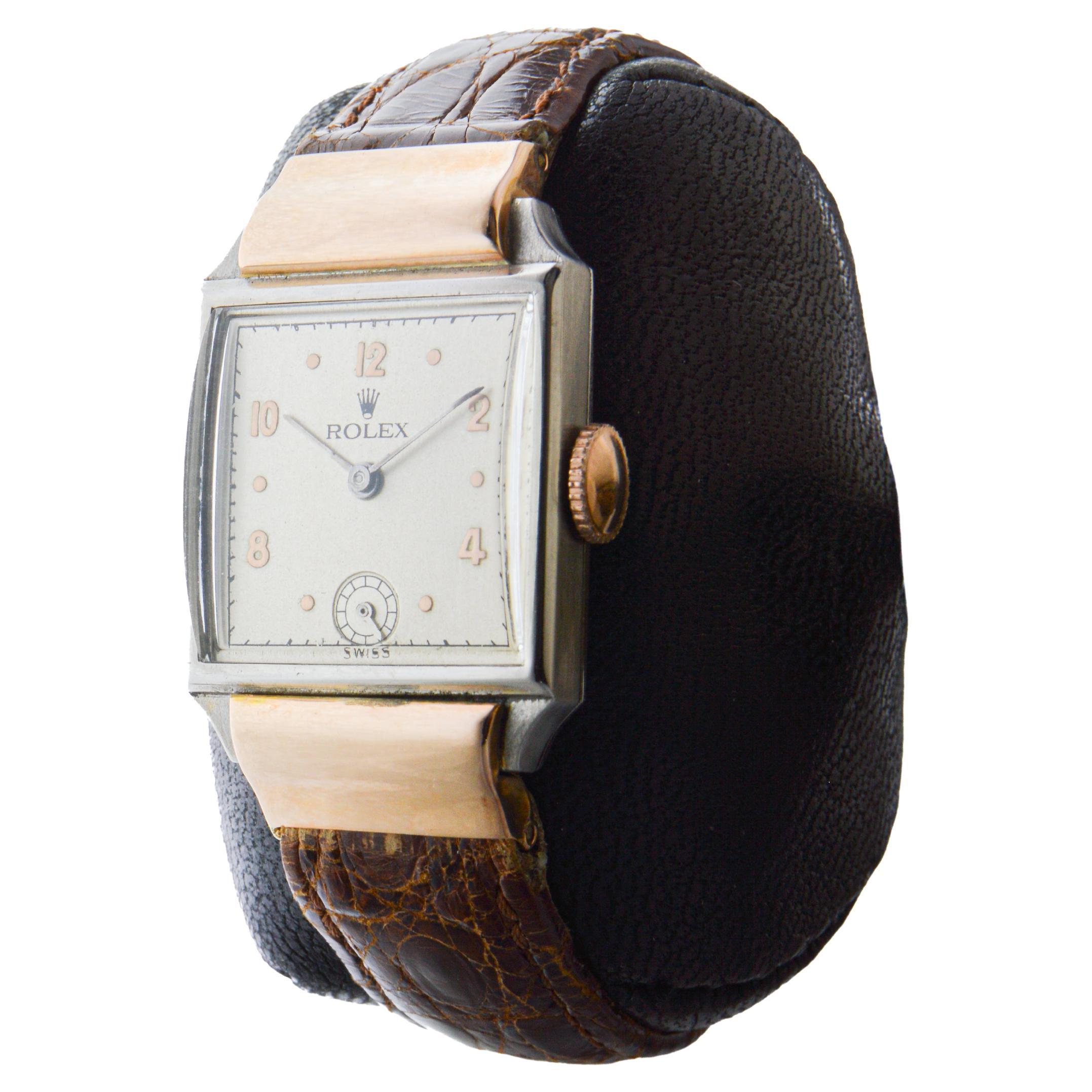 Reloj de vestir Rolex de dos tonos de oro rosa y acero inoxidable, circa años 30 en venta 1