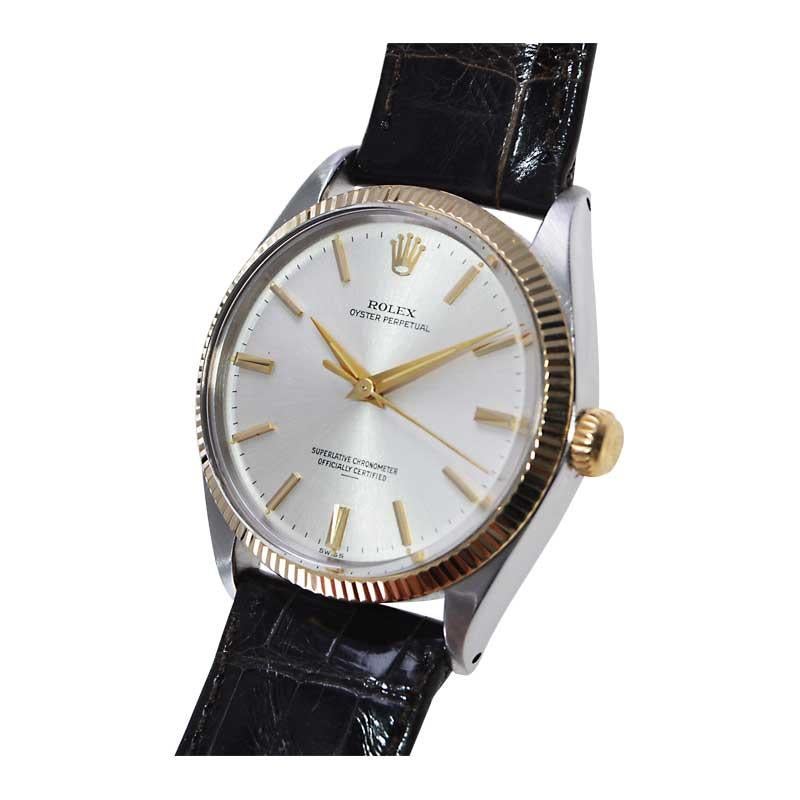 Rolex Two Tone Steel and Gold Oyster Perpetual with Original Dial from Mid 60's In Excellent Condition In Long Beach, CA