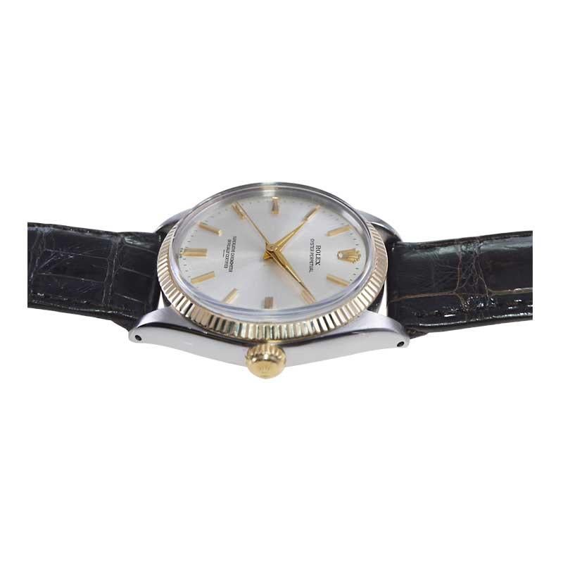 Women's or Men's Rolex Two Tone Steel and Gold Oyster Perpetual with Original Dial from Mid 60's