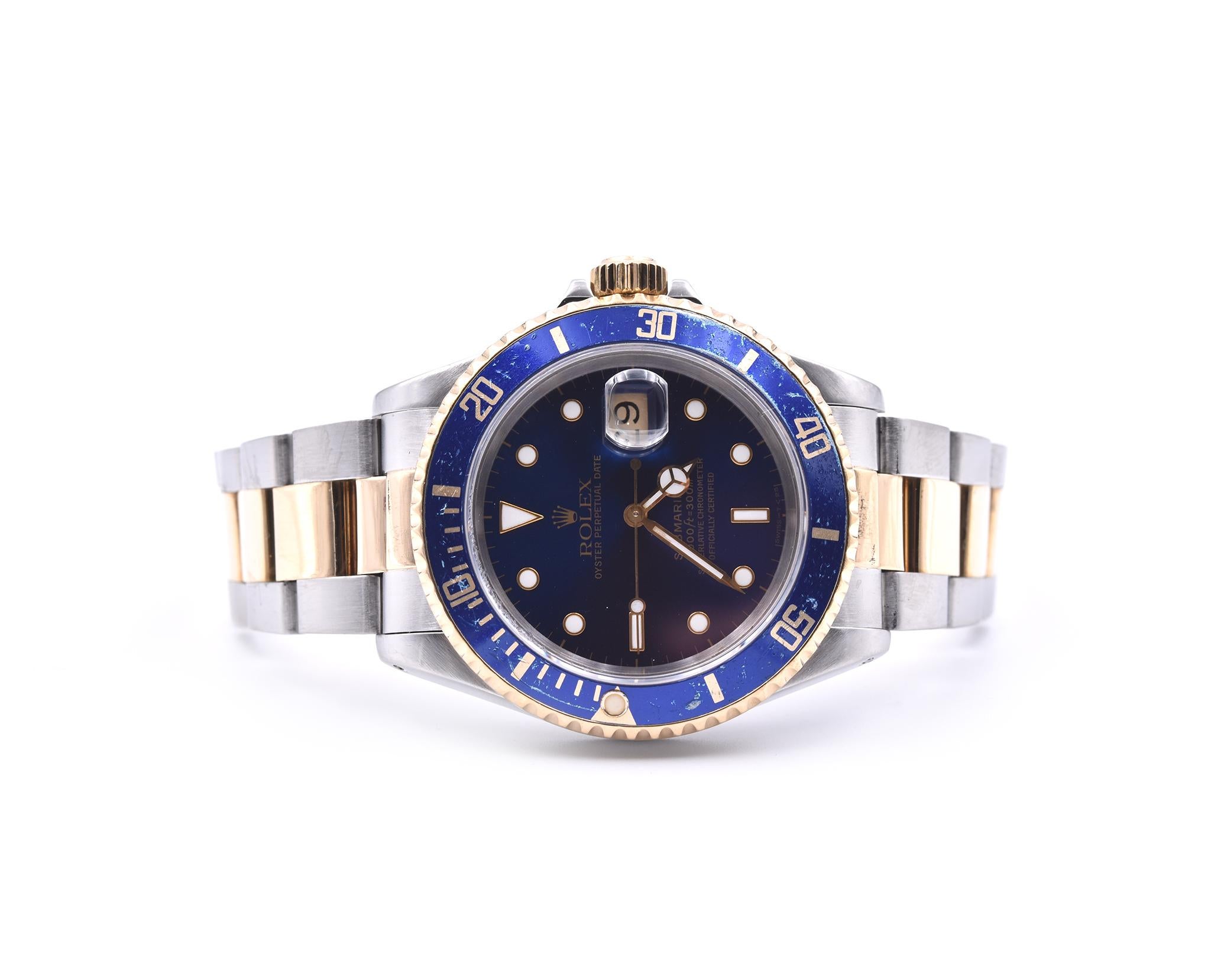 Rolex Two-Tone Submariner with Blue Dial/Bezel Watch Ref. 5947 In Excellent Condition In Scottsdale, AZ