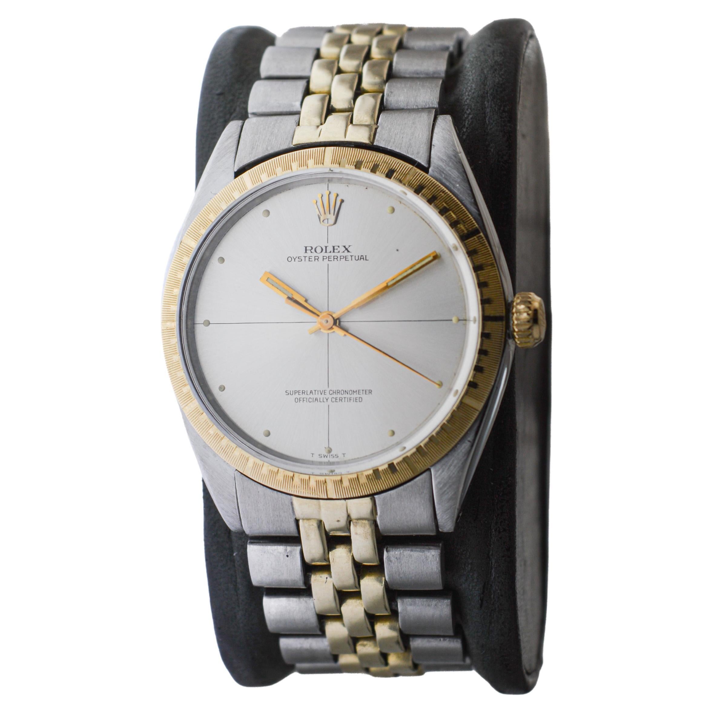 Modern Rolex Two Tone Zephyr with Original Bracelet from 1968 For Sale