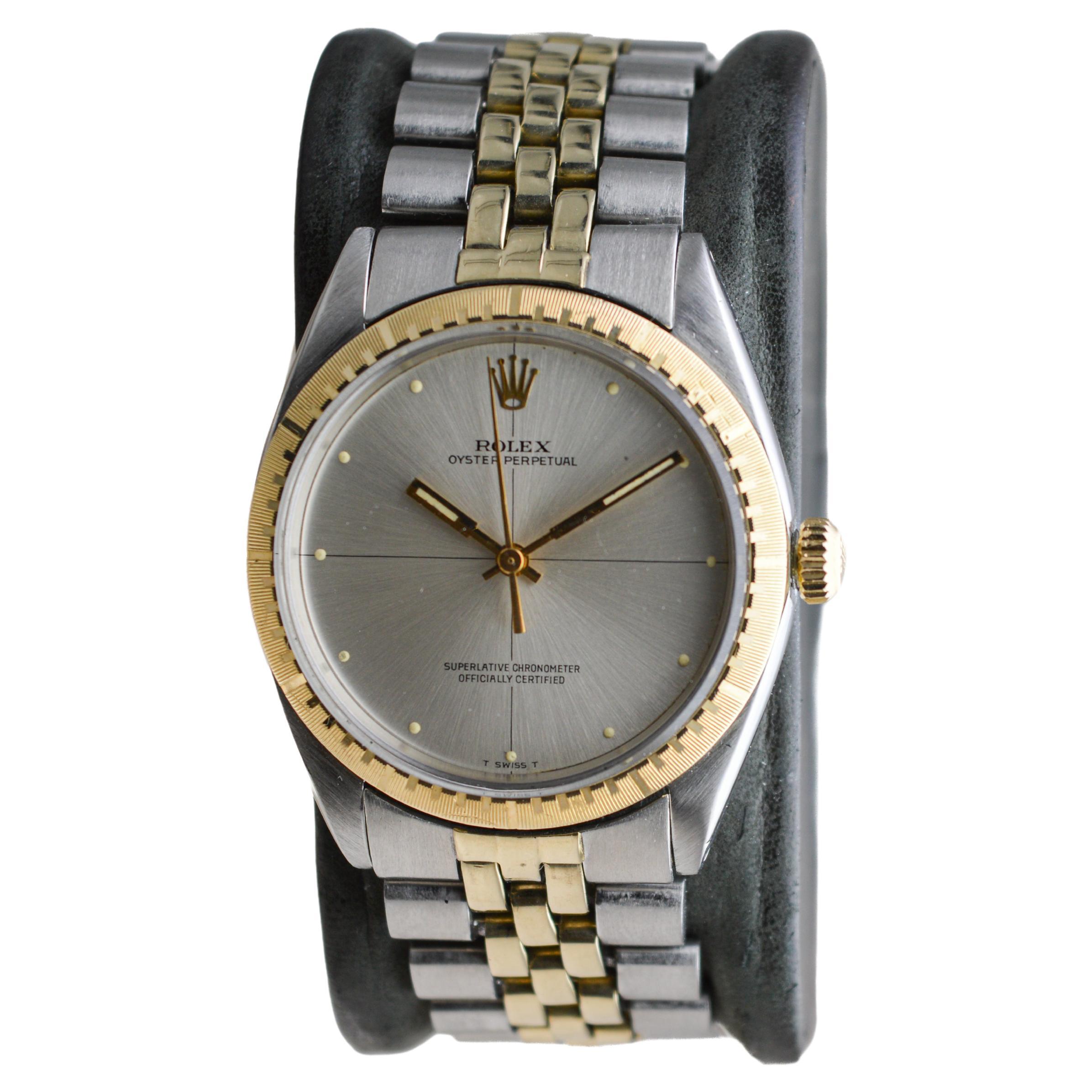 Rolex Two Tone Zephyr with Original Bracelet from 1968 In Excellent Condition For Sale In Long Beach, CA