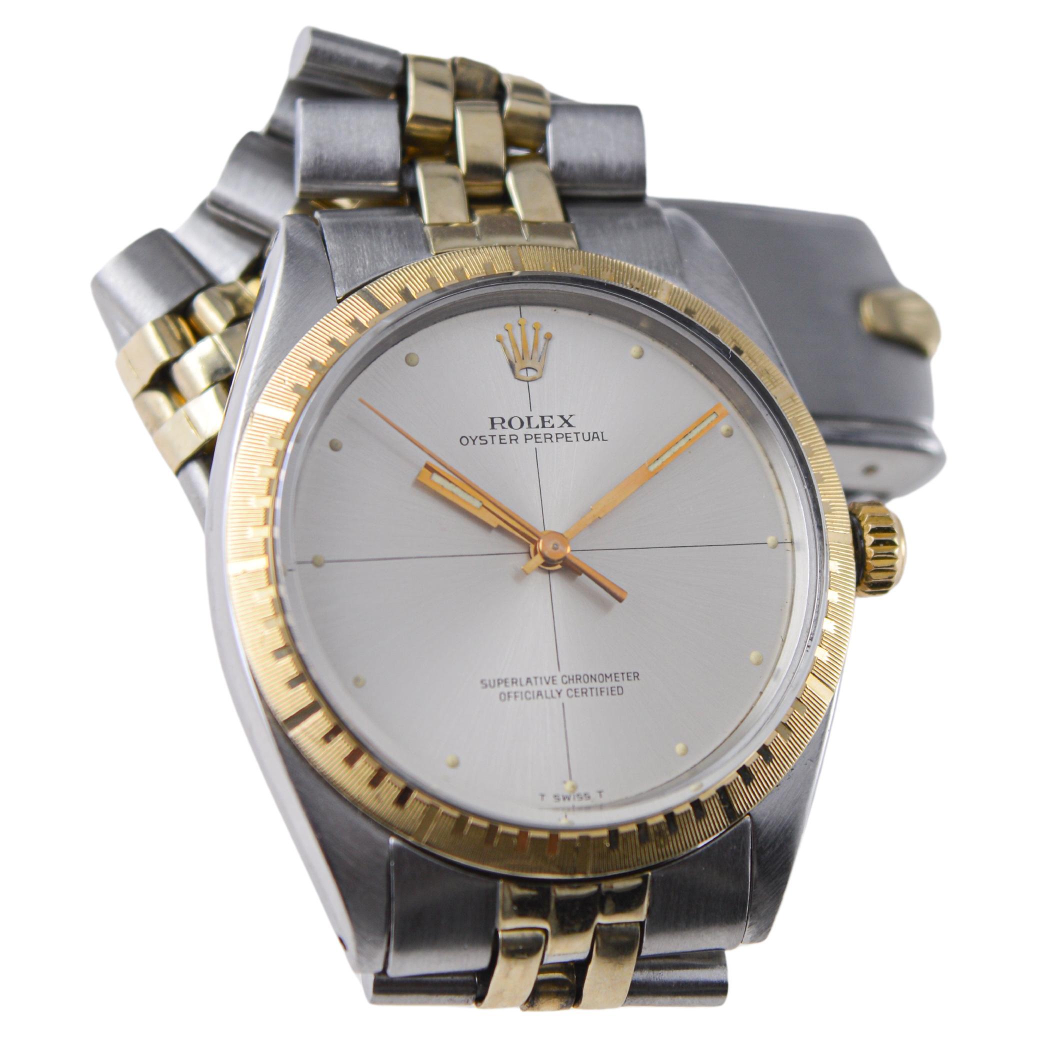Women's or Men's Rolex Two Tone Zephyr with Original Bracelet from 1968 For Sale