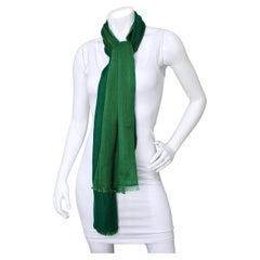 Rolex Two-Toned Green Cashmere Fringe Scarf