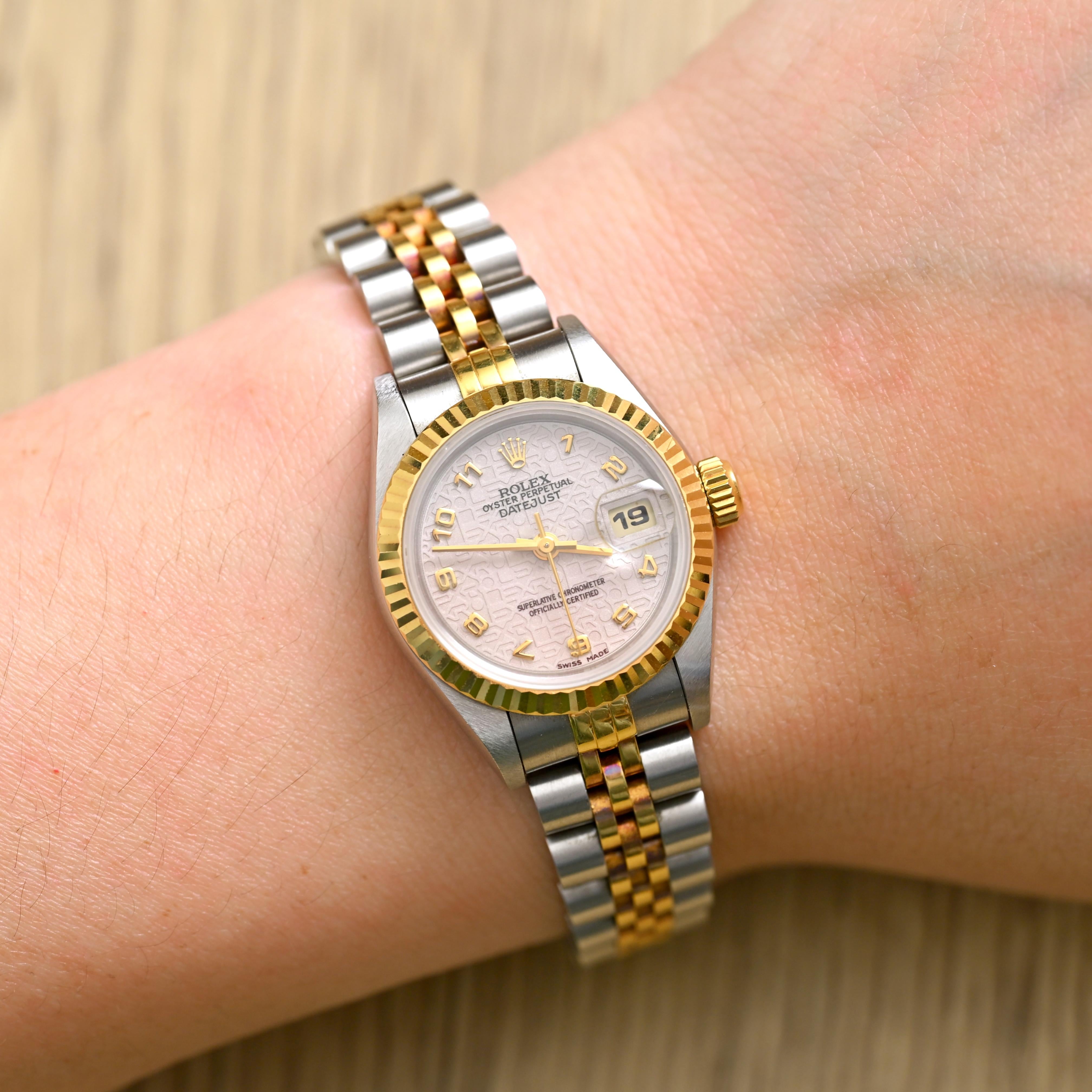 Rolex Two-Tones Lady Datejust Computer Zifferblatt w / Papier Ref. 69173 im Angebot 9