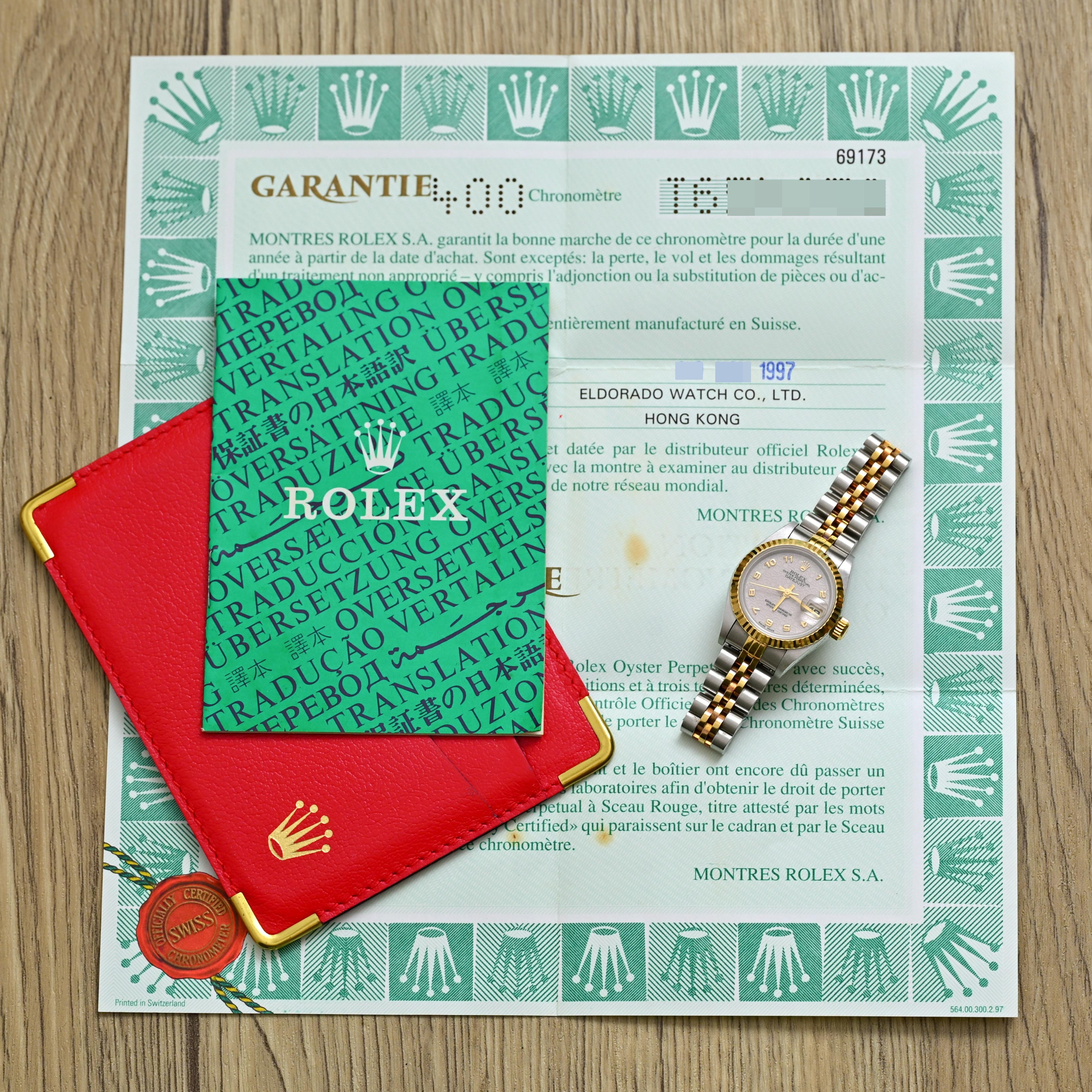 Rolex Two-Tones Lady Datejust Computer Zifferblatt w / Papier Ref. 69173 im Angebot 2