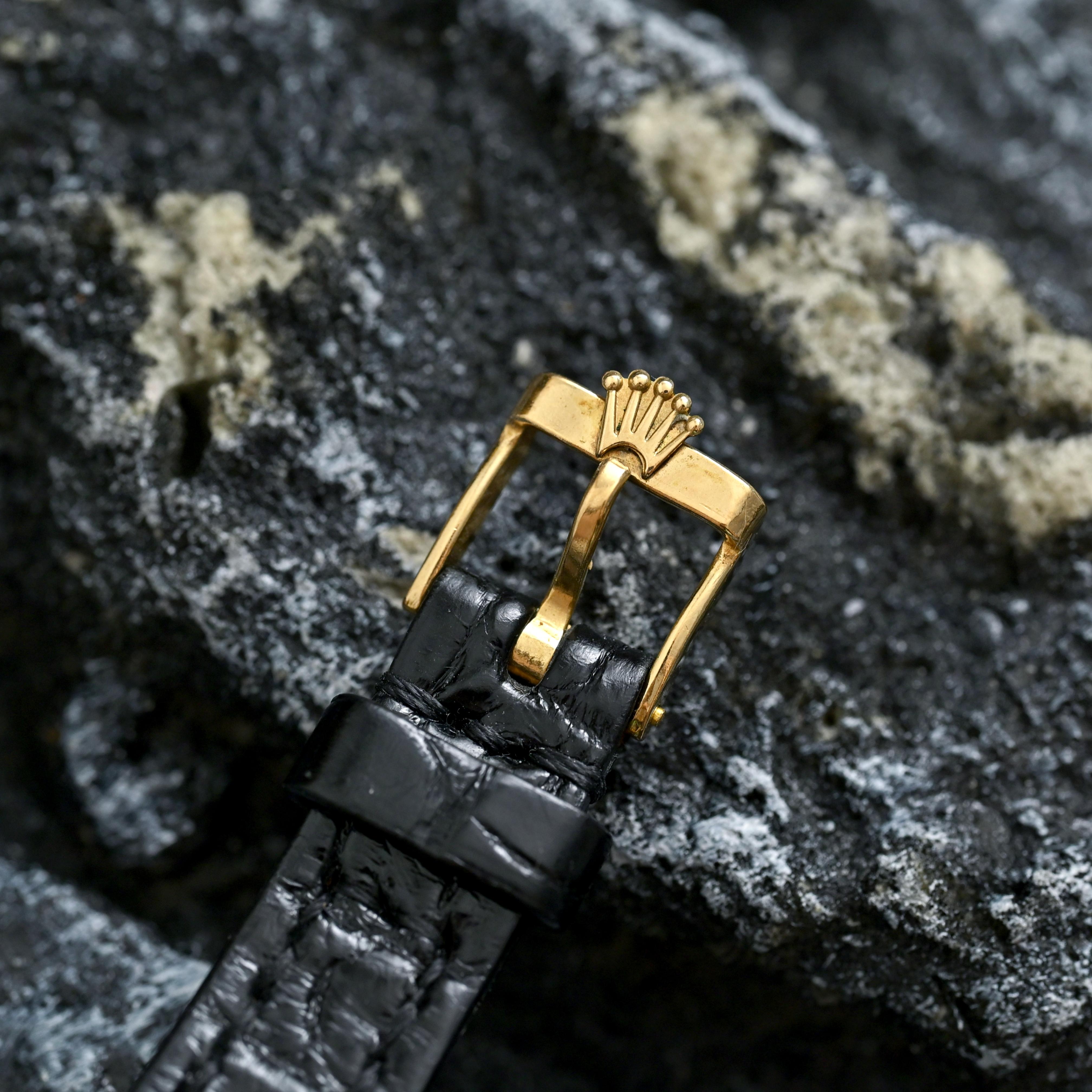 Rolex Two-Tones Lady Datejust Gold Dial Tiffany&Co. w/ Leather Strap Ref. 6917 For Sale 6