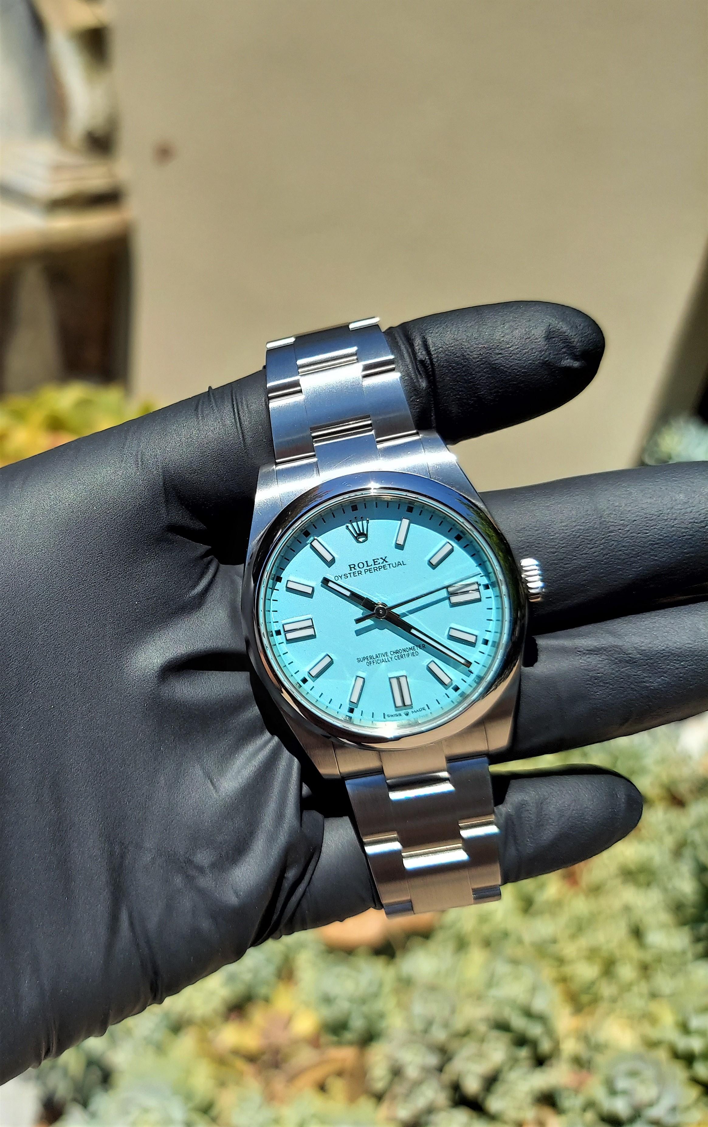 rolex oyster perpetual turquoise 41mm