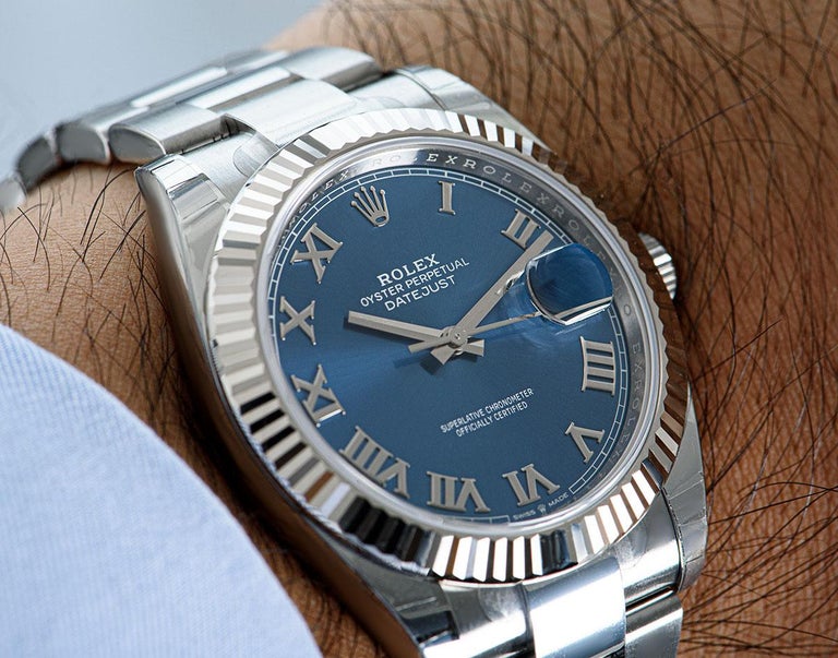 Rolex Unworn Datejust 41 Gents Stainless Steel Blue Roman ...