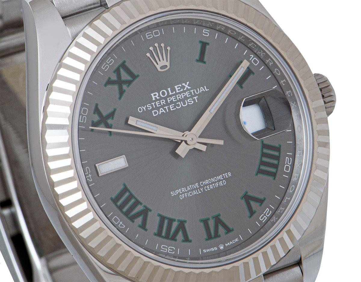 Rolex Unworn Datejust 41 Gents Stainless Steel Slate Grey Roman Dial B&P 126334 In Excellent Condition In London, GB