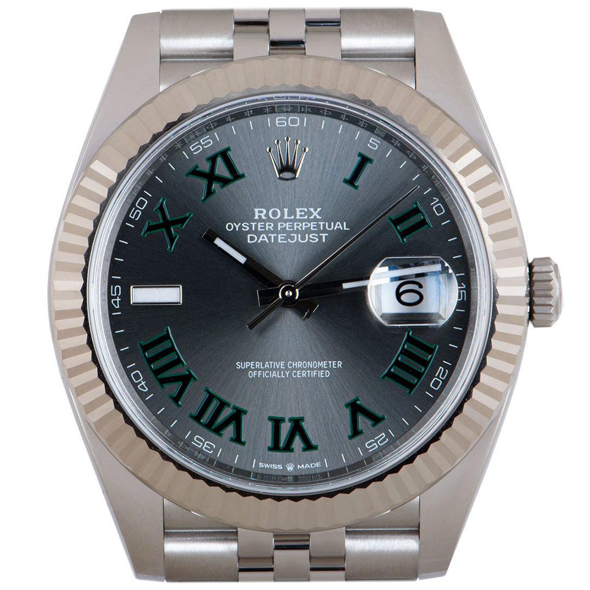 Rolex Unworn Datejust 41 Gents Stainless Steel Slate Grey Roman Dial B&P 126334