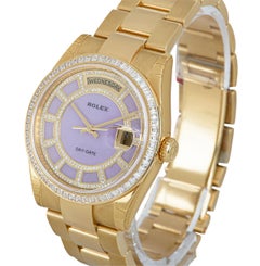 Rolex Unworn Day-Date 18 Karat Gold Pink Mother of Pearl Carousel Dial 118398BR