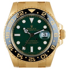 Rolex Unworn GMT-Master II NOS Gents 18 Karat Gold Green Dial B&P 116718LN