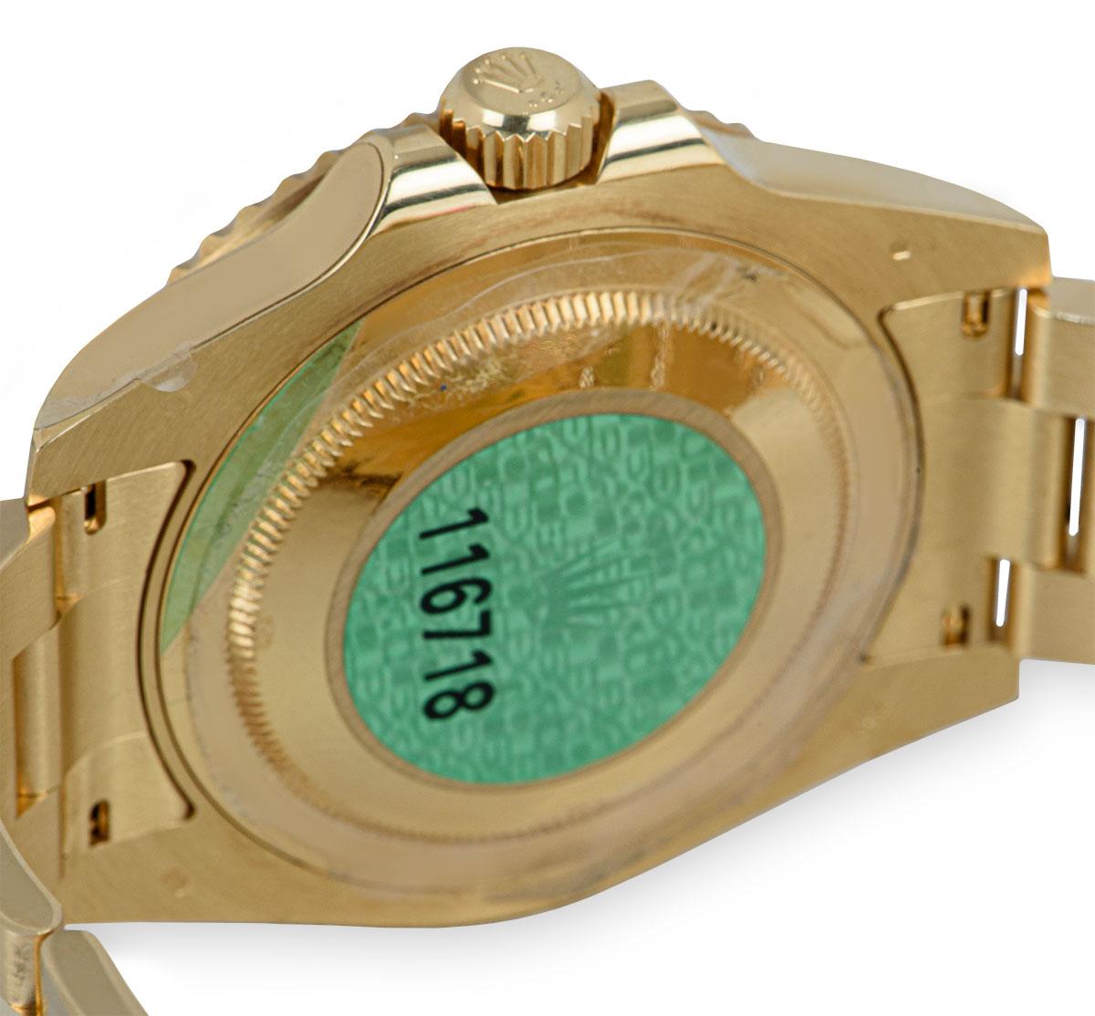 Rolex Unworn GMT-Master II NOS Gents 18 Karat Gold Green Dial B&P 116718LN 3