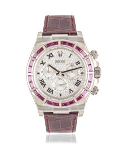 Rolex Unworn White Gold Pave Diamond Dial Ruby Bezel Daytona 116589SALV