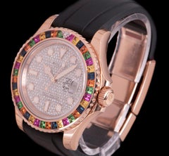 Rolex Unworn Yacht-Master 40 Rainbow Rose Gold Pave Diamond Dial B&P 116695SATS