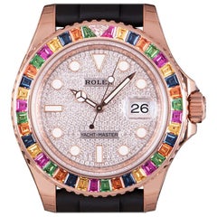 Rolex Unworn Yacht-Master 40 Rainbow Rose Gold Pave Diamond Dial B&P 116695SATS