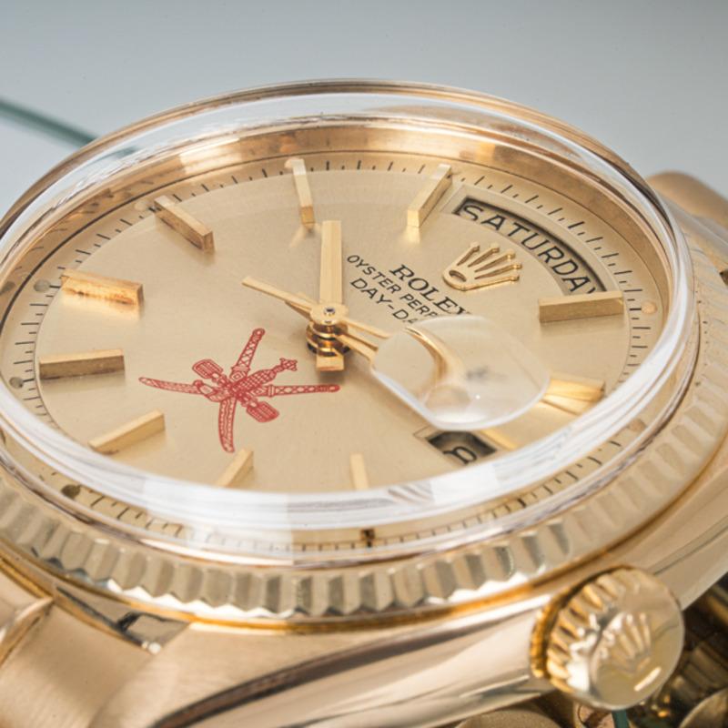 Rolex Very Rare Day-Date Vintage Gents 18k Yellow Gold Champagne Omani Dial 1803 For Sale 1