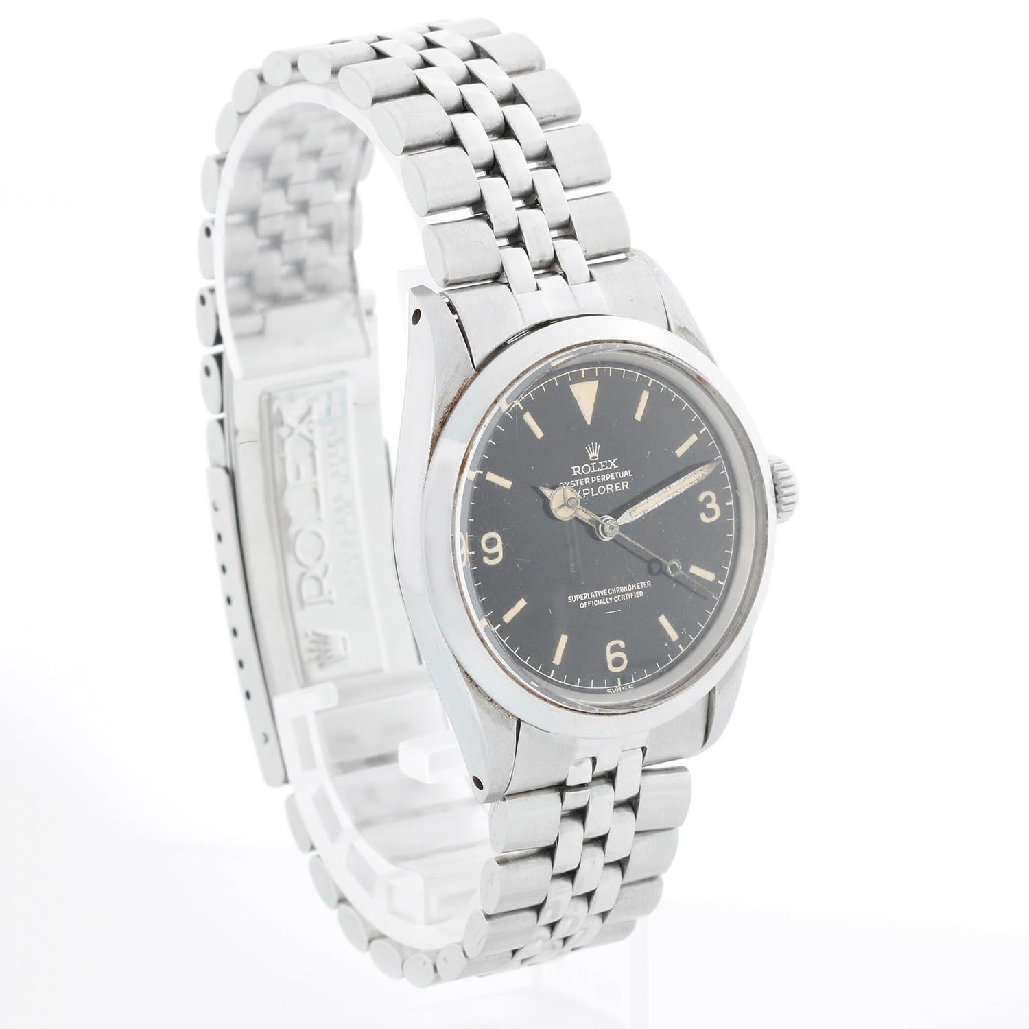 Rolex Vintage 1016 Explorer Gilt Underline Dial 1963 With Military Inscription - Automatic winding. Stainless steel case (35 mm ). Black dial with Arabic numerals and luminous markers. Rare 