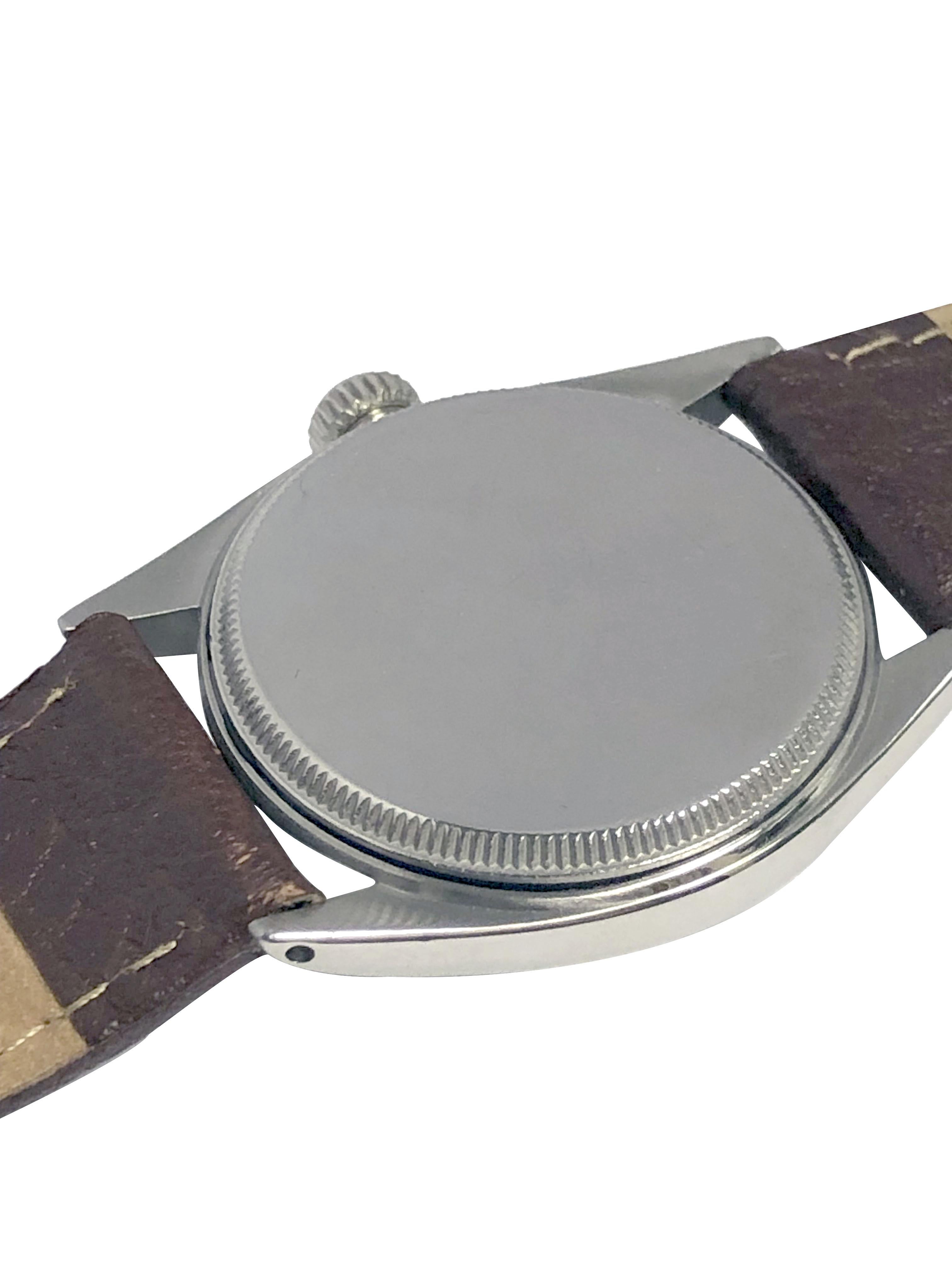 Rolex Vintage 1959 Steel Manual wind California Dial Wrist Watch In Excellent Condition In Chicago, IL