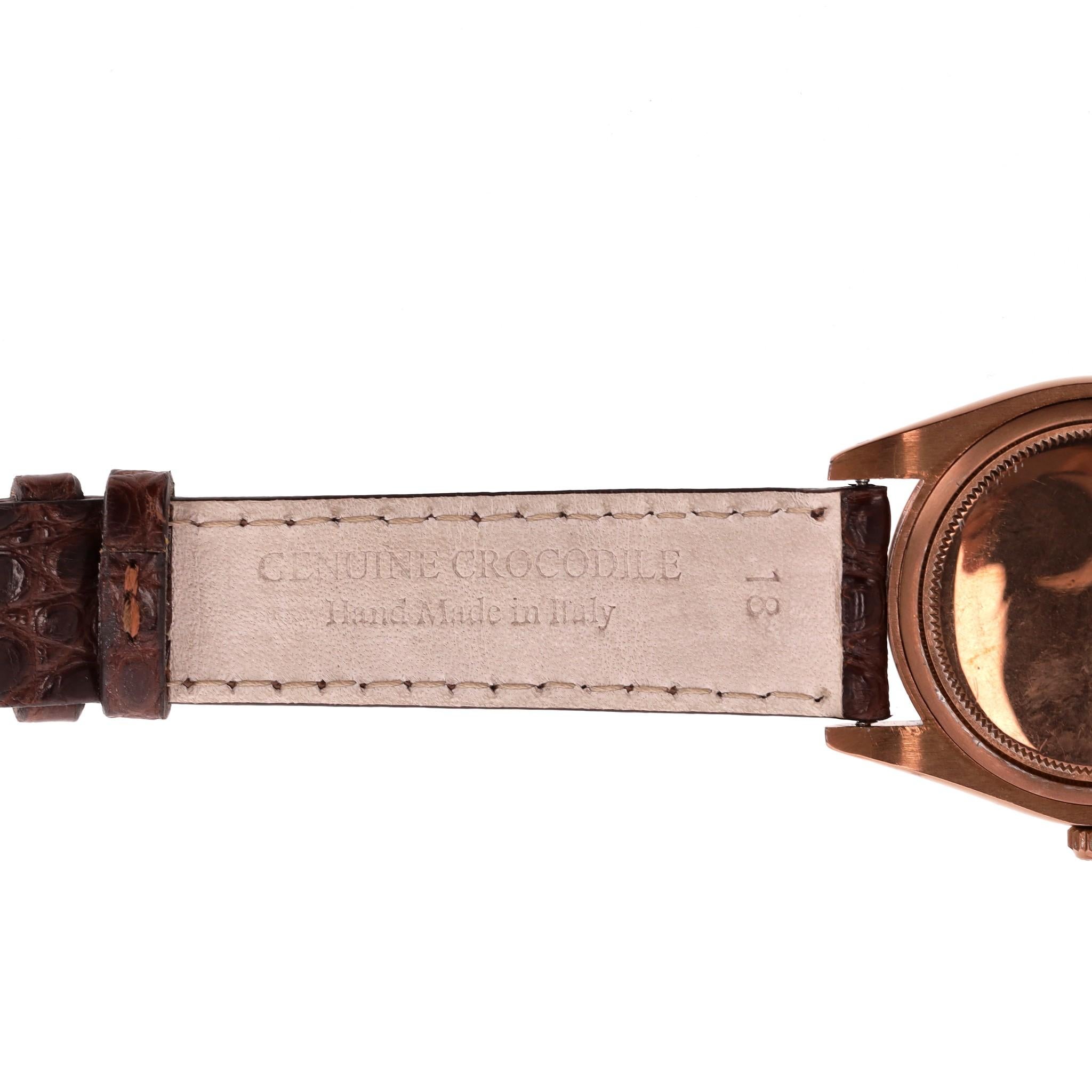 Reloj Rolex Vintage 1960 Oyster Perpetual Date con correa de piel de cocodrilo 7