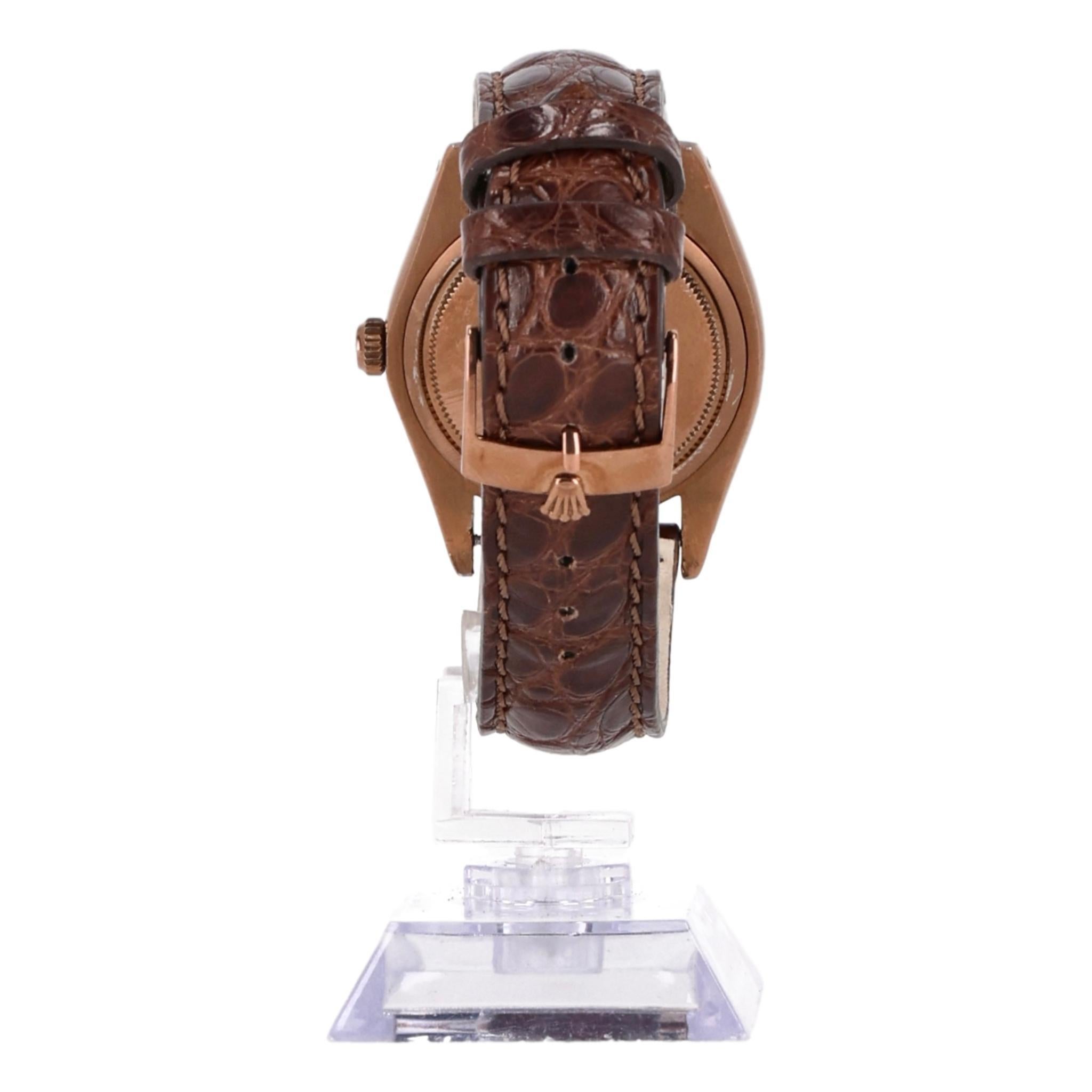 Reloj Rolex Vintage 1960 Oyster Perpetual Date con correa de piel de cocodrilo 1