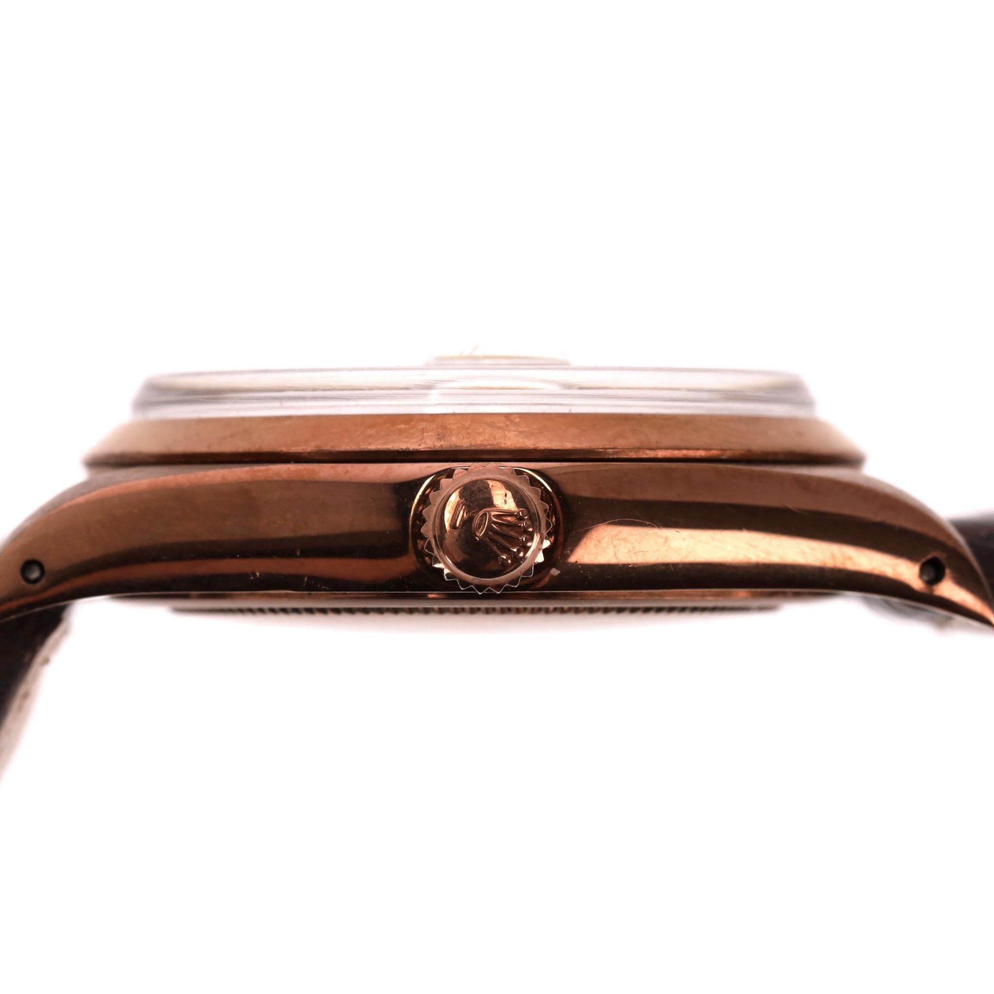 Reloj Rolex Vintage 1960 Oyster Perpetual Date con correa de piel de cocodrilo 3