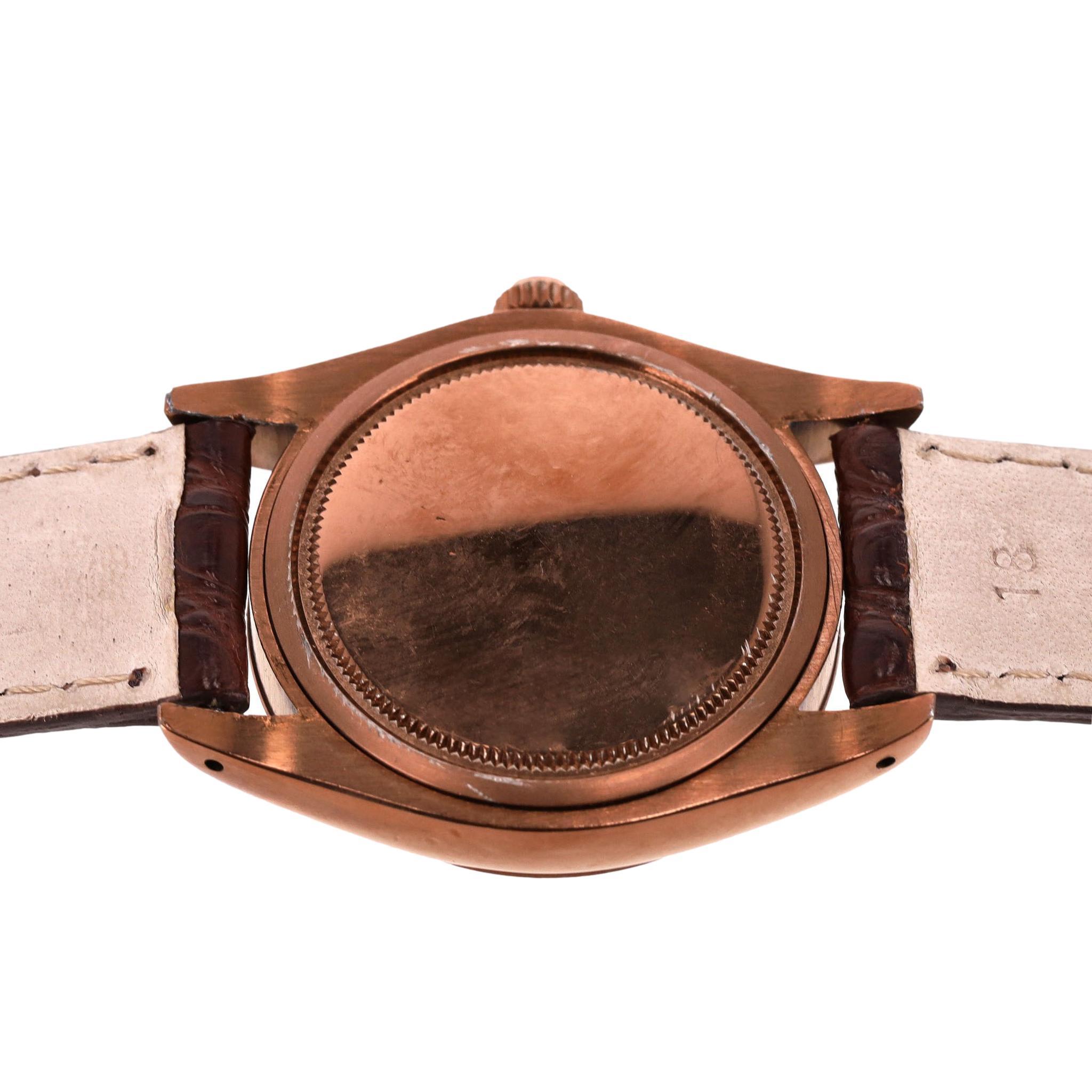 Reloj Rolex Vintage 1960 Oyster Perpetual Date con correa de piel de cocodrilo 4