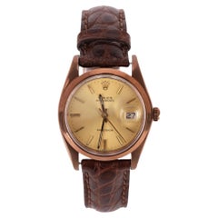 Rolex Vintage 1960 Oyster Perpetual Date Orologio con cinturino in pelle di coccodrillo