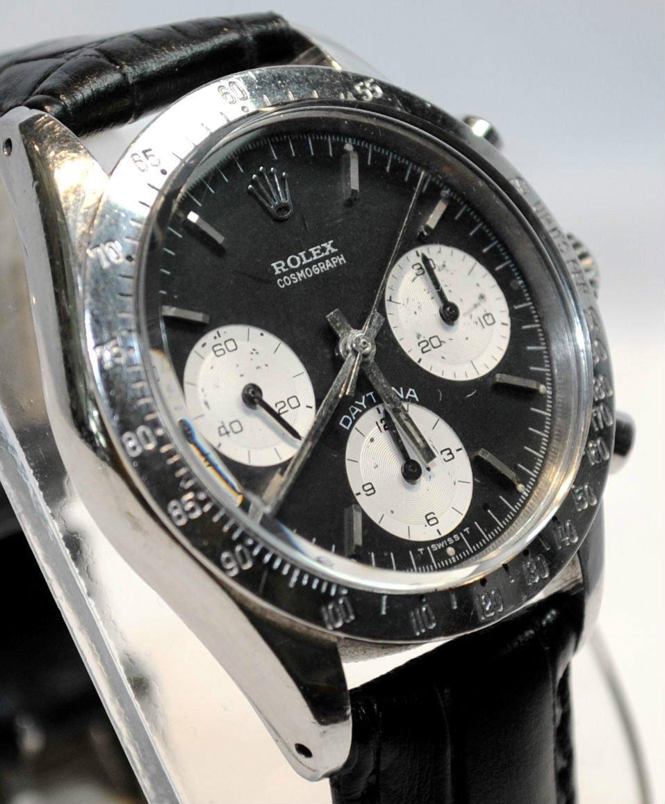 ROLEX Vintage 1969 Daytona Cosmograph SS & Black w/ 3 Subdials In Good Condition For Sale In New York, NY
