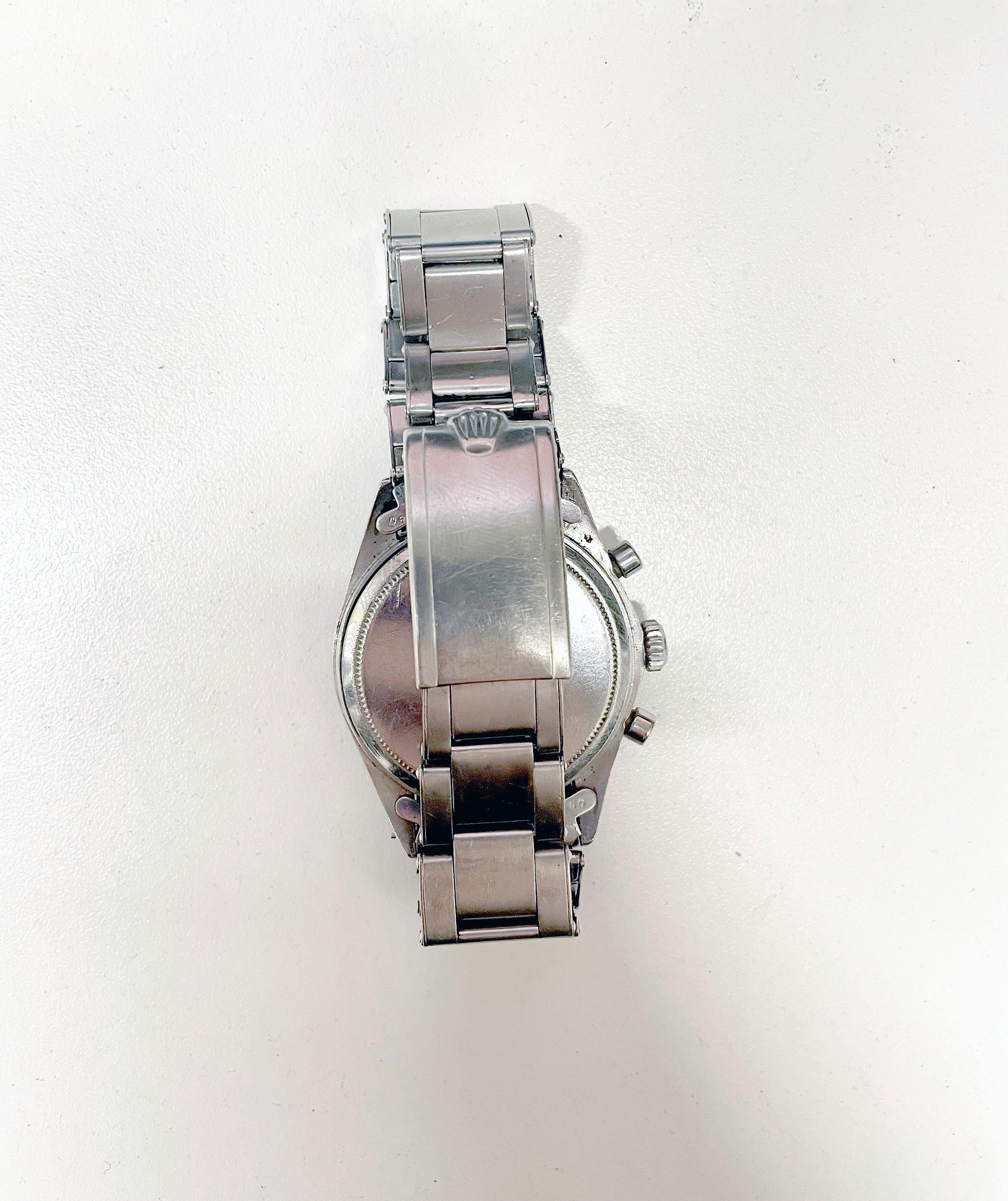 Rolex Vintage 1969 Daytona Cosmograph Stainless Steel & Black with 3 Sub-Dials For Sale 3