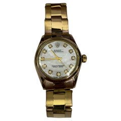 Rolex Vintage 28mm or jaune-rosé 18k diamants avec bracelet Oyster Perpetual  1970's