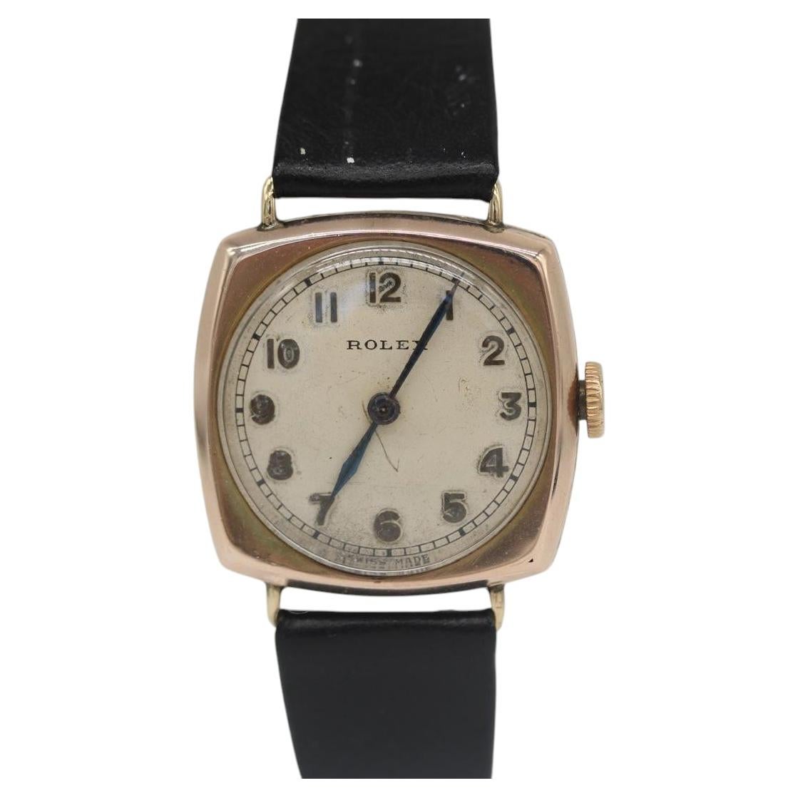 9k Rose Gold Vintage Rolex c1949 Square 26mm Manual Gents' Watch